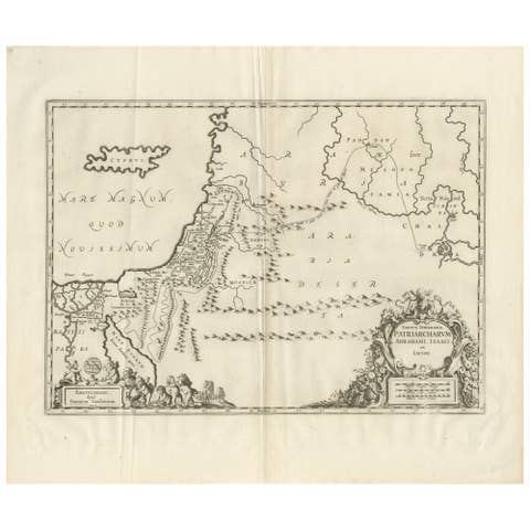 Antique Biblical Map of the Holy Land – Janssonius Abraham Isaac Jacob, c. 1650