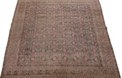 Antique Bidjar Handmade Gray Wool Rug With Allover Floral Pattern