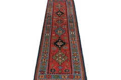 Antique Bidjar Kilim Rug in Red, Blue Tribal Geometric Pattern by Rug & Kilim