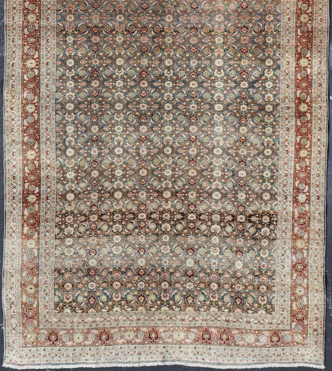 Antique Bidjar Large Gallery Rug in All-Over Herati Design For Sale 3