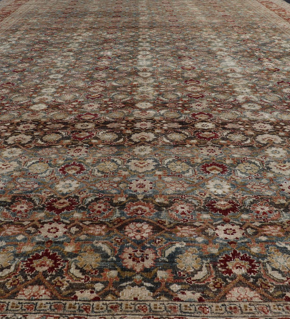 Antique Bidjar Large Gallery Rug in All-Over Herati Design For Sale 9