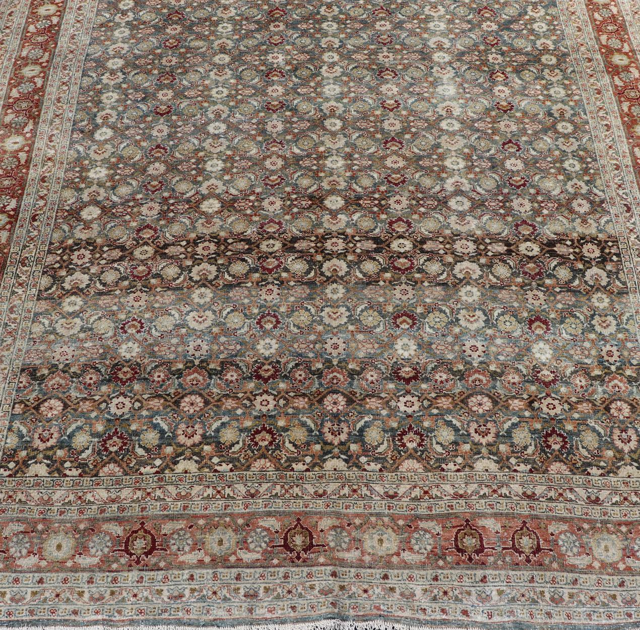 Antique Bidjar Large Gallery Rug in All-Over Herati Design For Sale 12