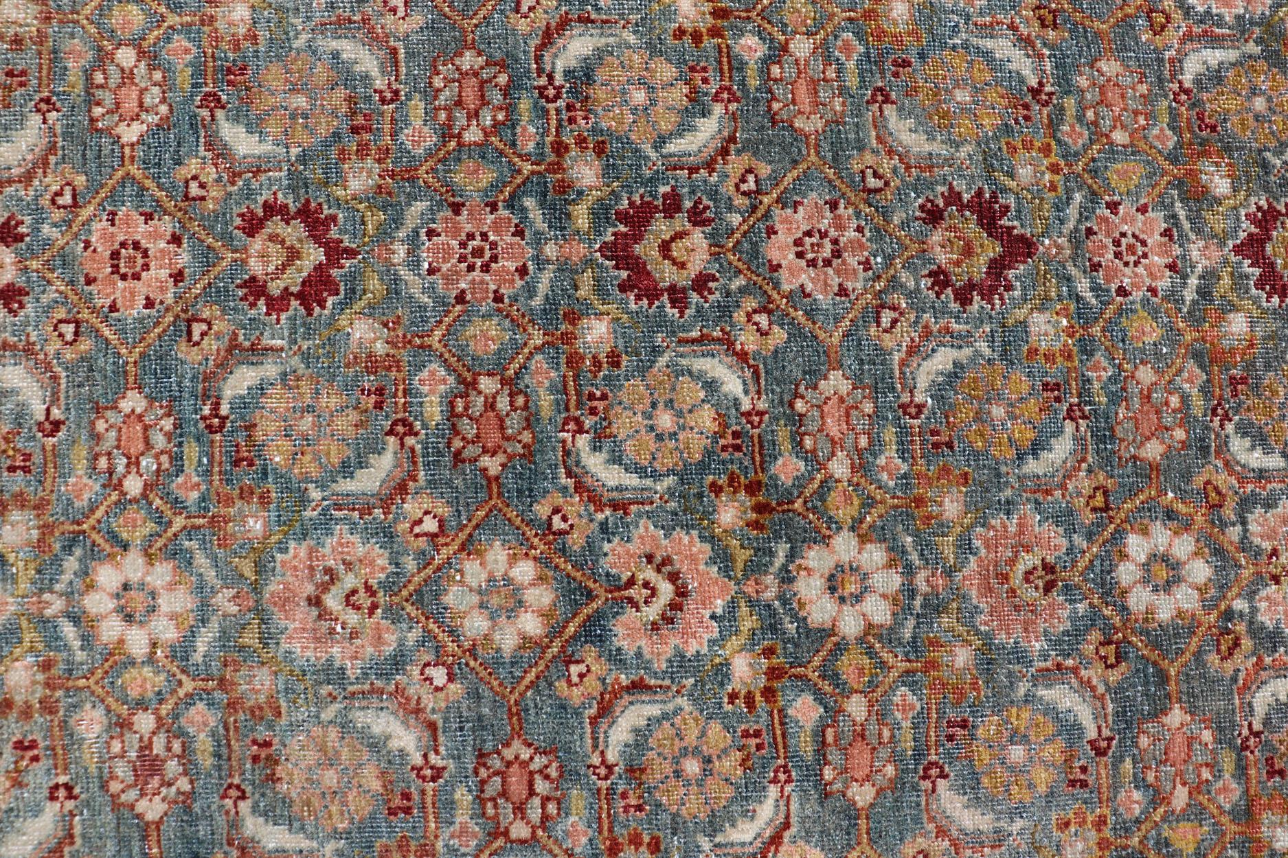 Wool Antique Bidjar Large Gallery Rug in All-Over Herati Design For Sale