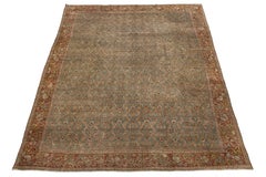 Alfombra antigua bidjar de lana persa azul hecha a mano con dibujo allover