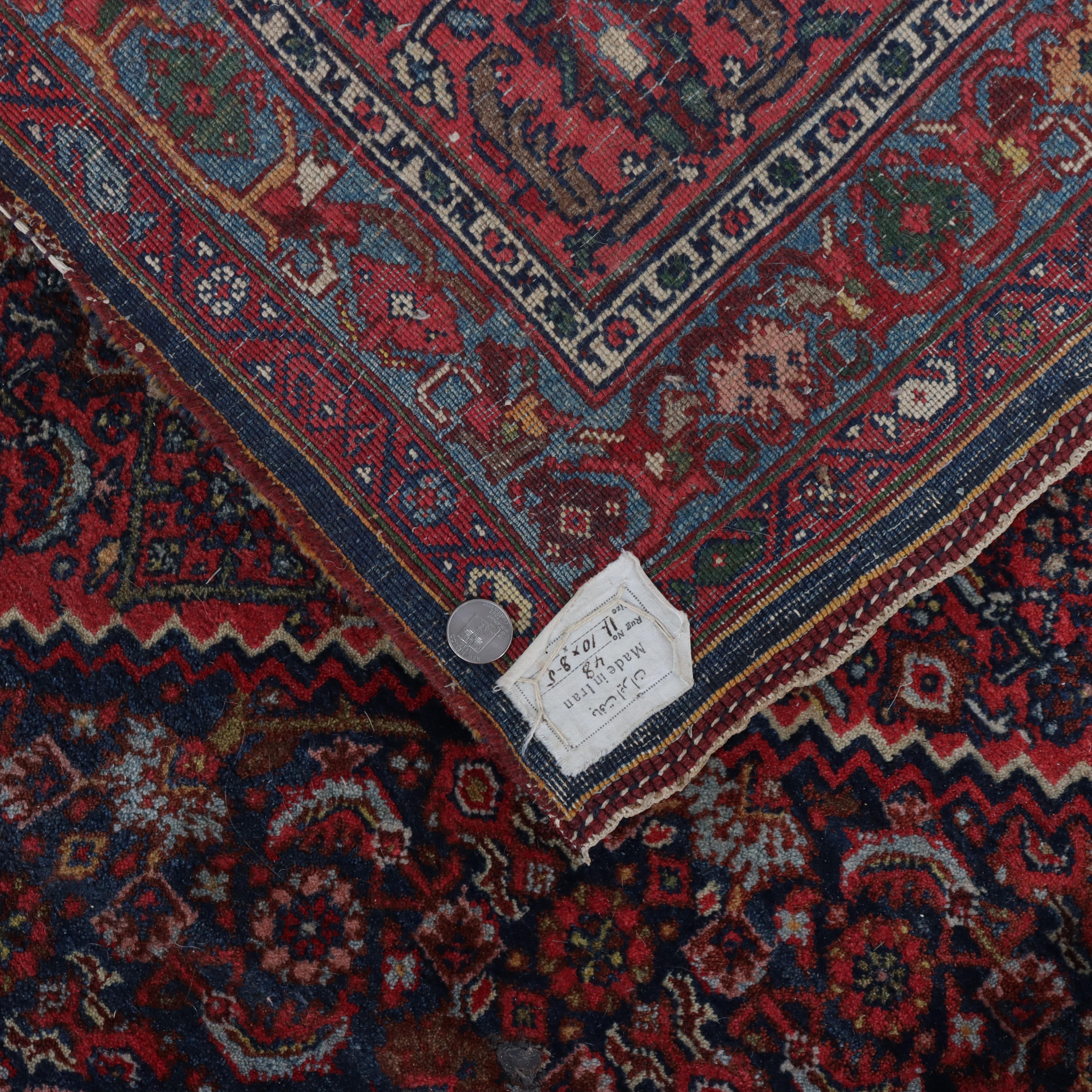 Antiguo Bidjar Persa Oriental Alfombra de lana del tamaño de una habitación C1930 en venta 11