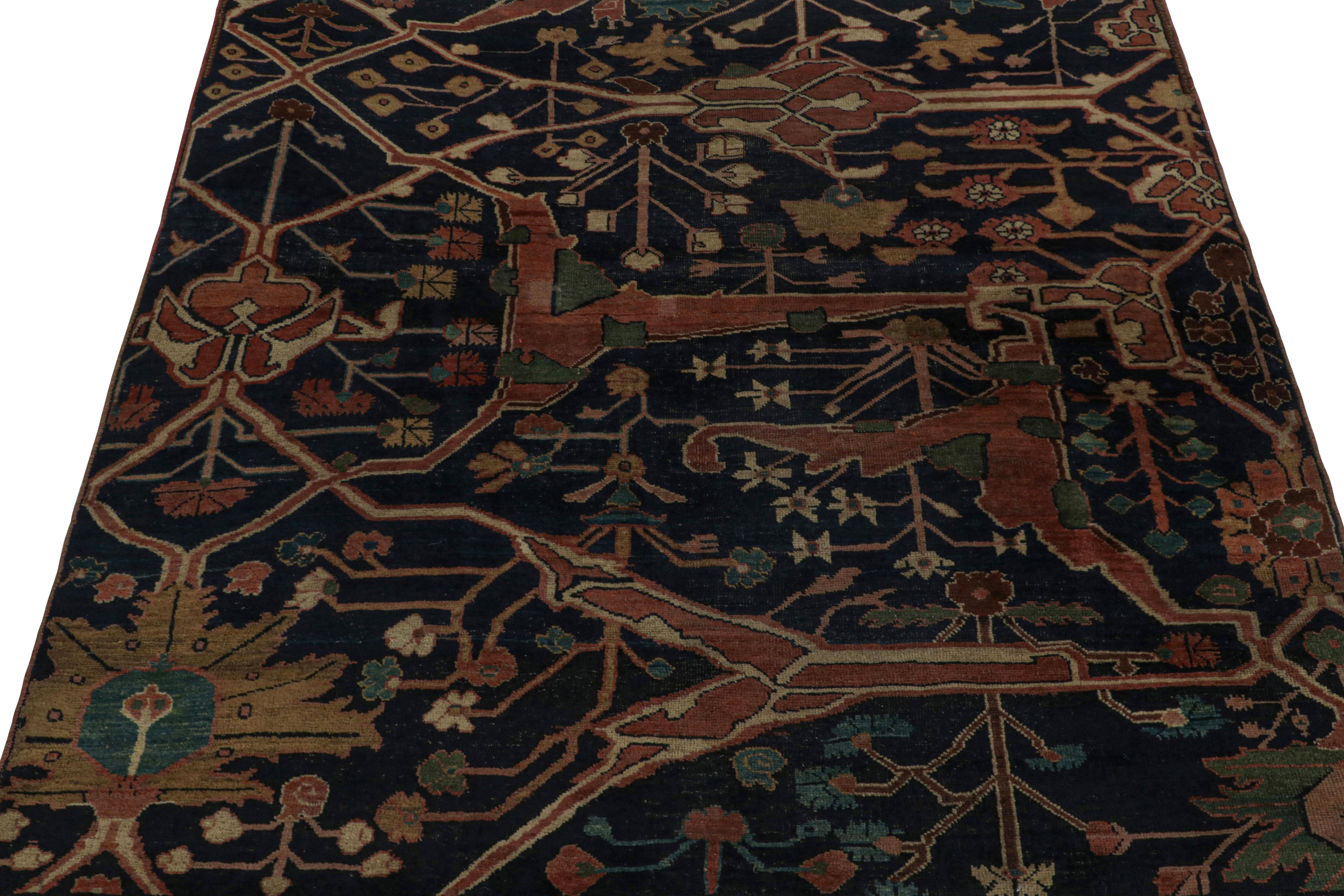 Tribal Antique Bidjar Persian rug in Blue-Brown Geometric Patterns by Rug & Kilim For Sale