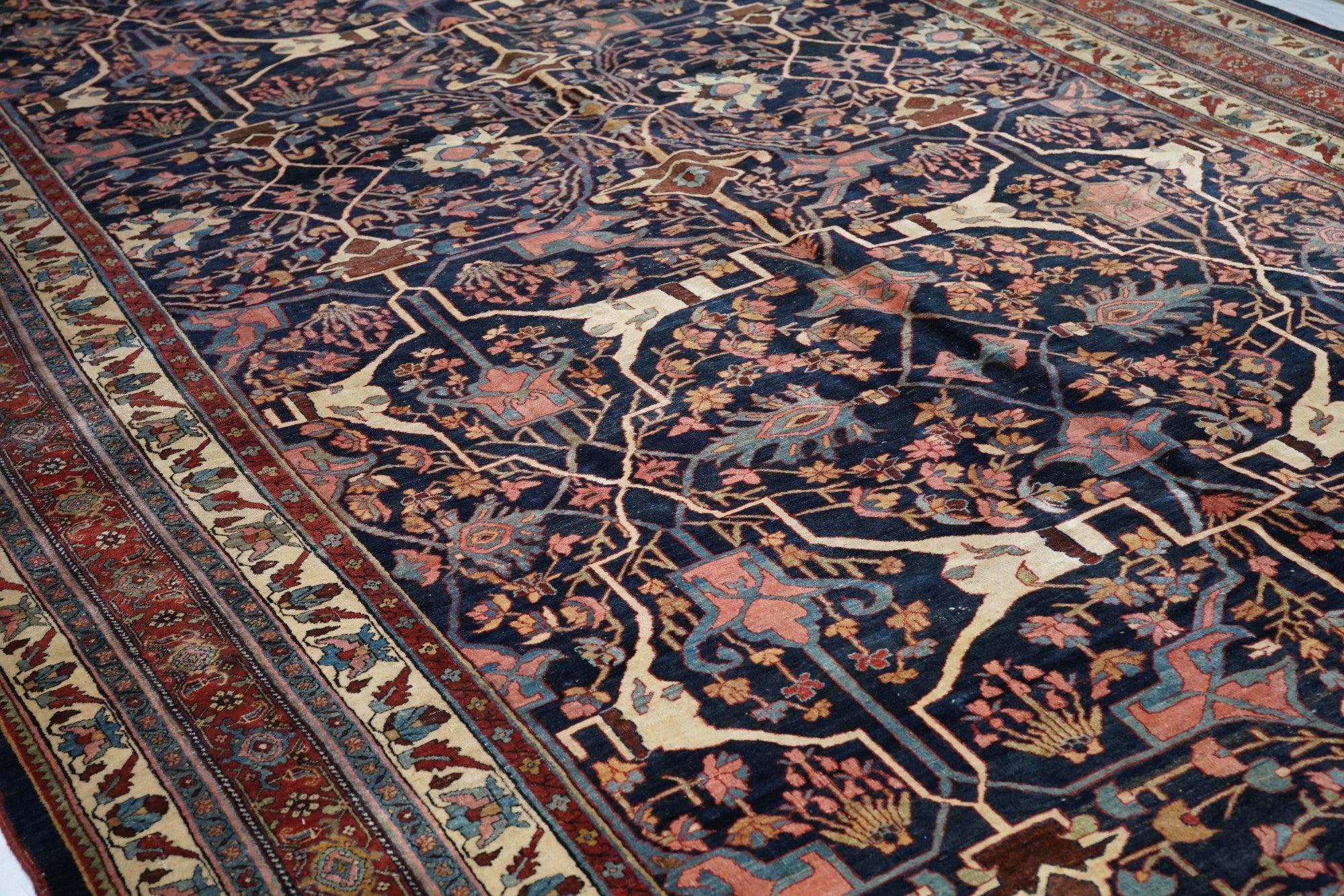 Laine Tapis Bidjar ancien 11'6'' x 18'0'' en vente