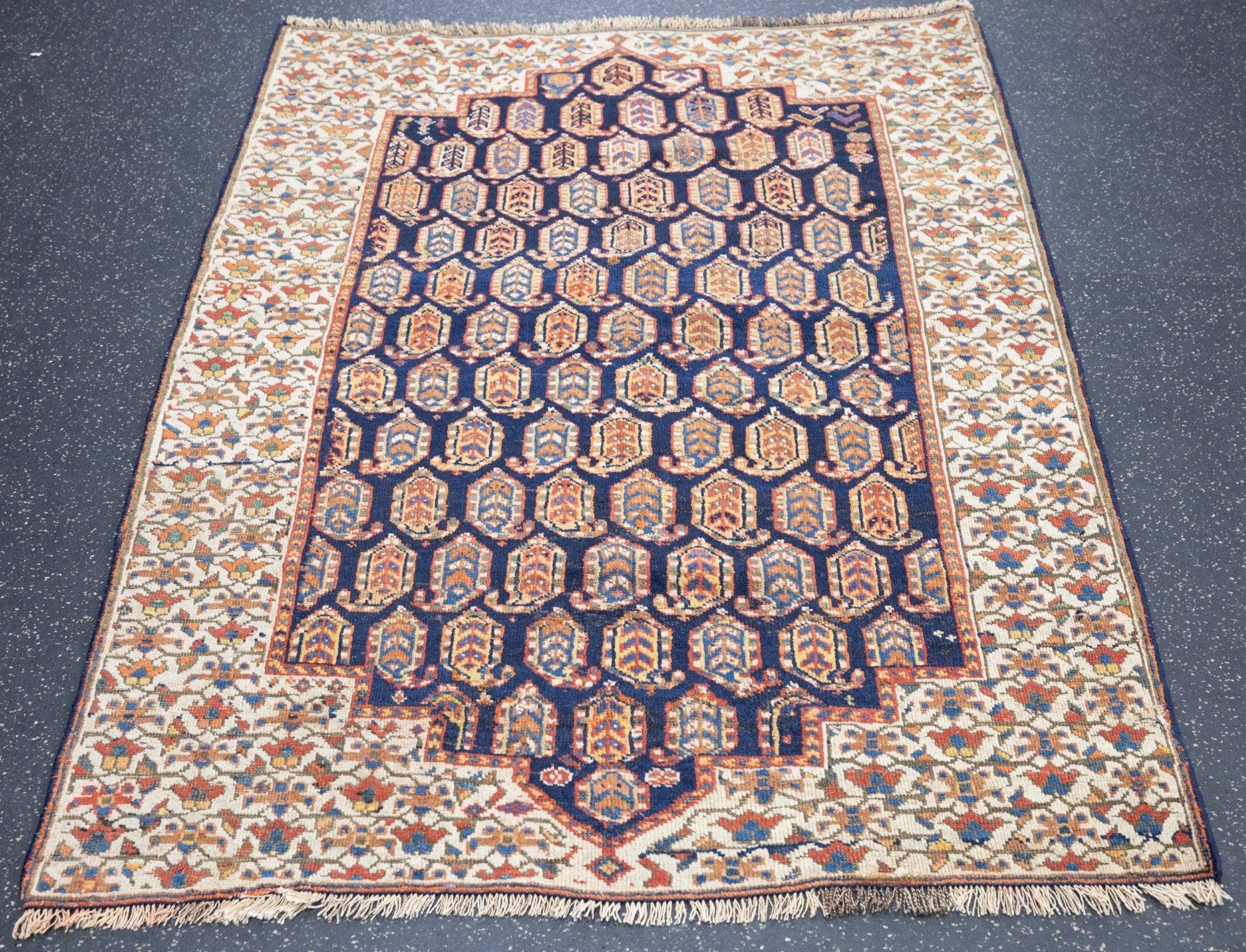 Antique Bidjar Rug 3'6'' x 4'5'' In Good Condition For Sale In New York, NY