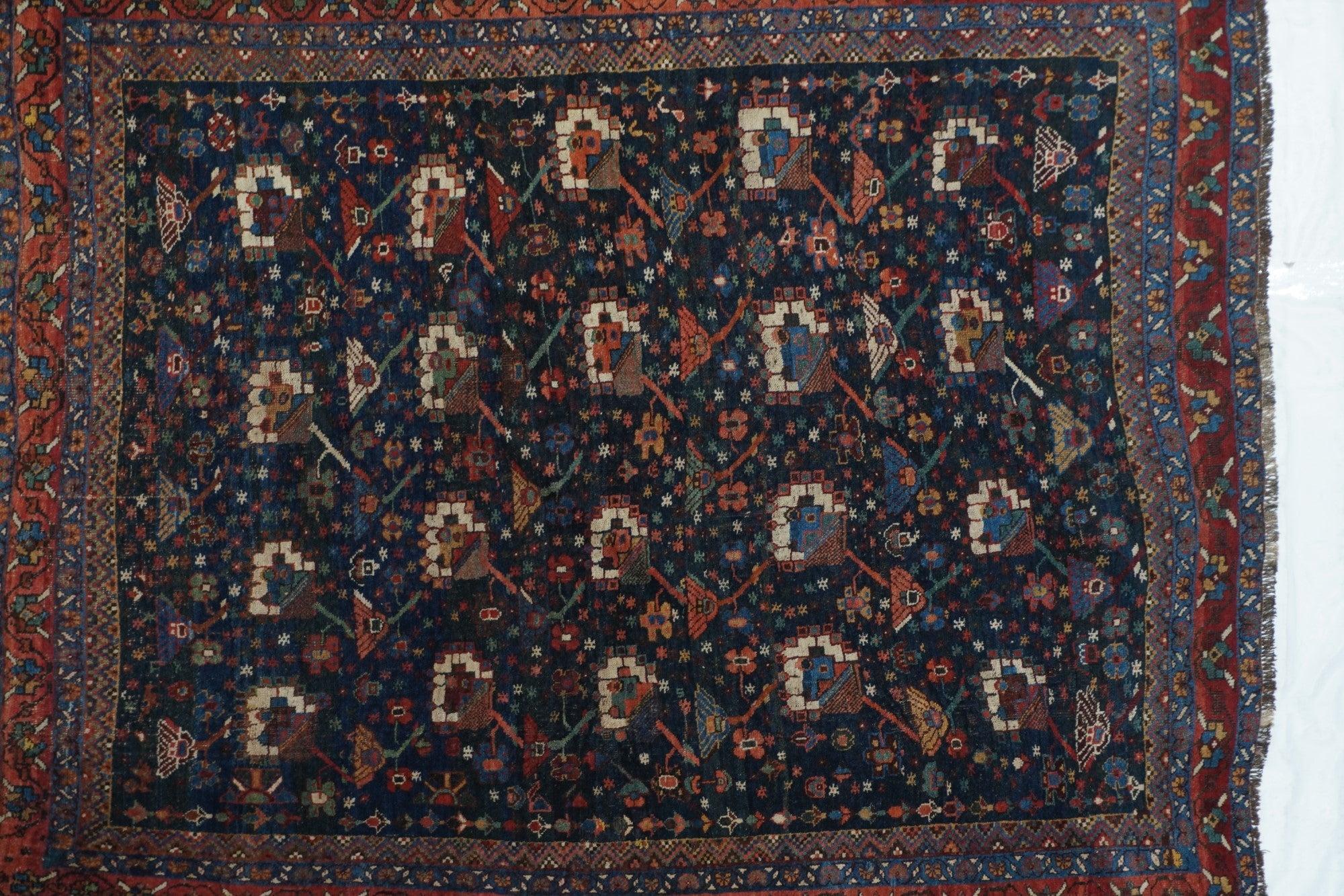 Hand-Knotted Antique Bidjar Rug 4'3'' x 5'6'' For Sale