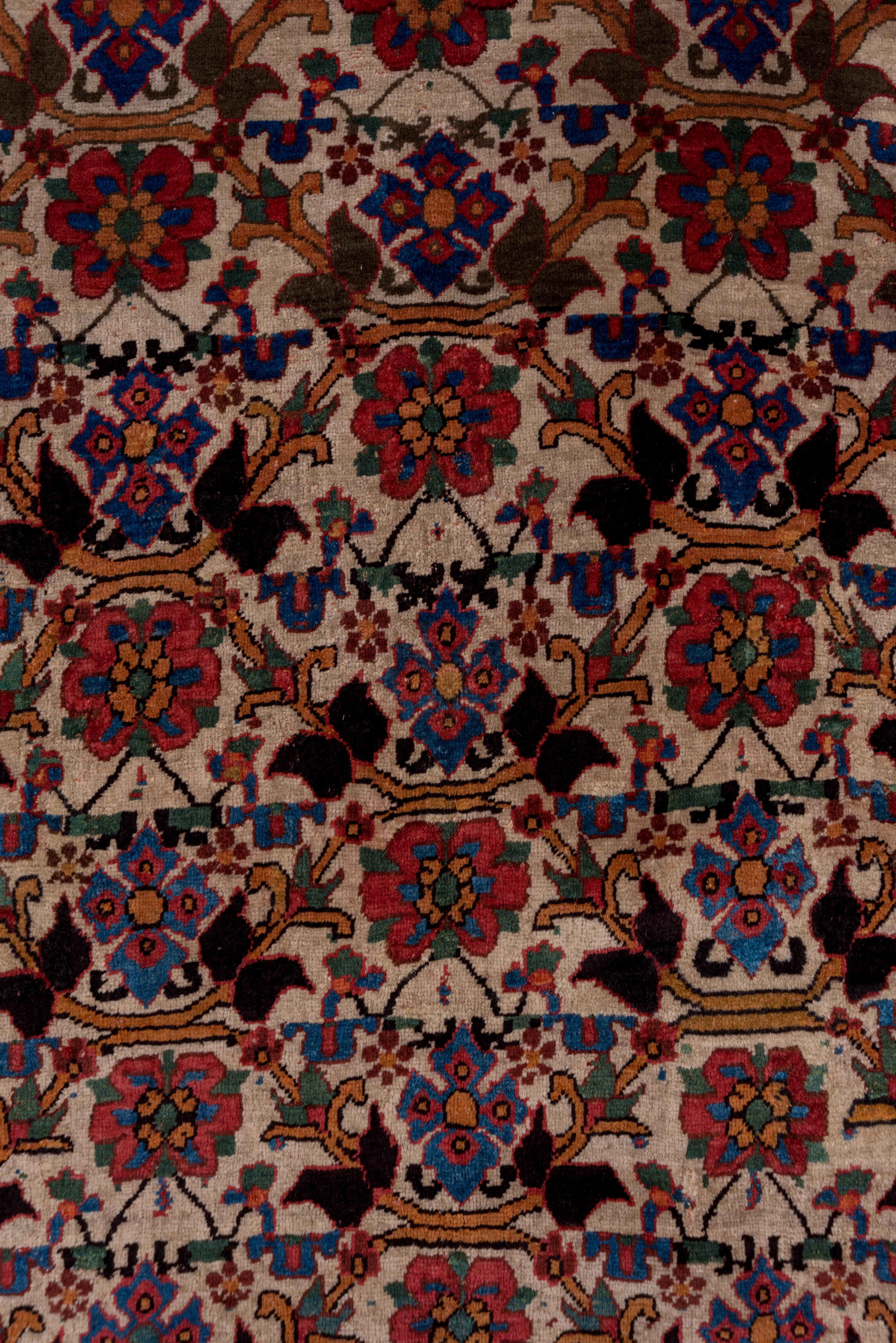 Wool Antique Bidjar Rug Repeating Floral Pattern For Sale
