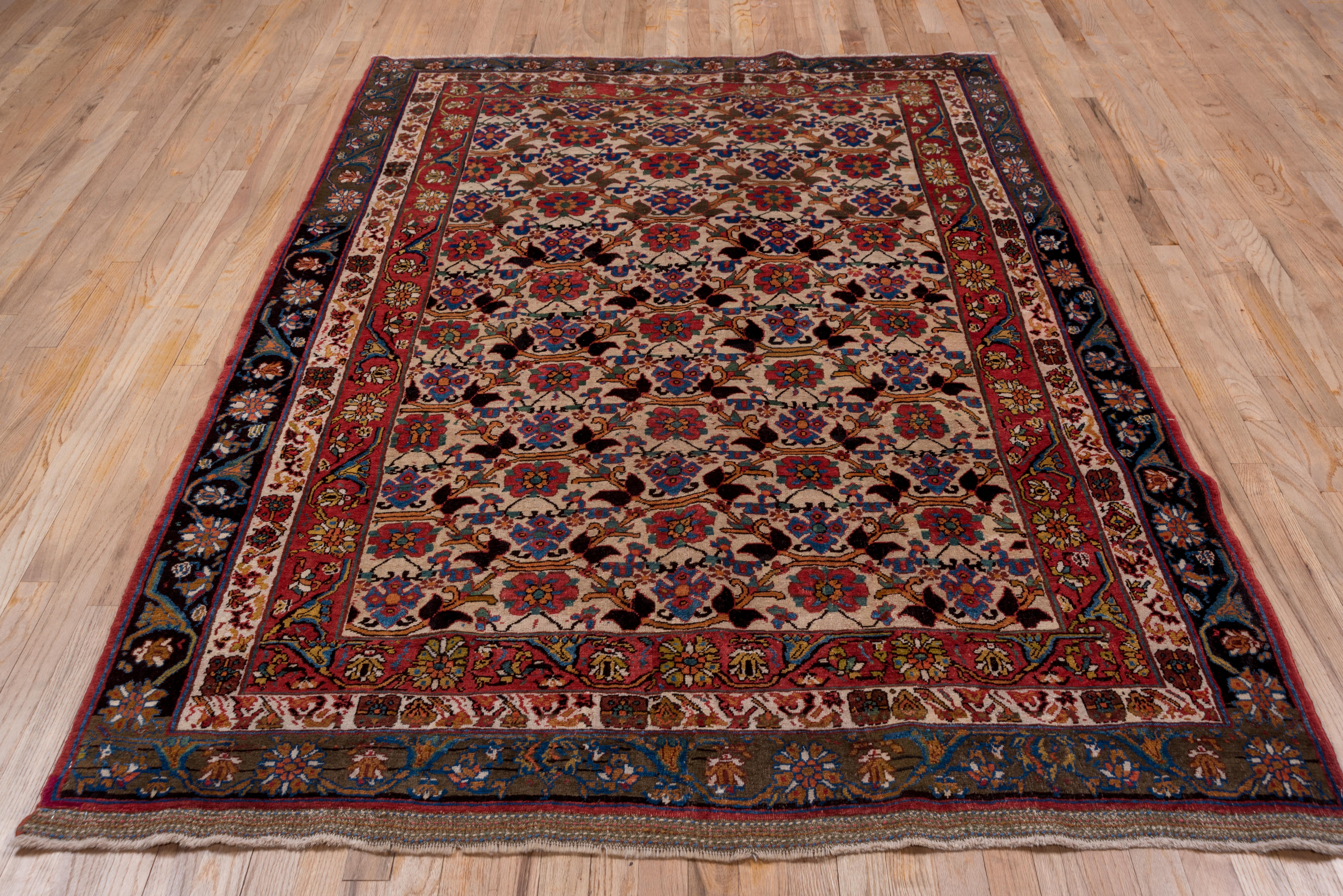 Antique Bidjar Rug Repeating Floral Pattern For Sale 1