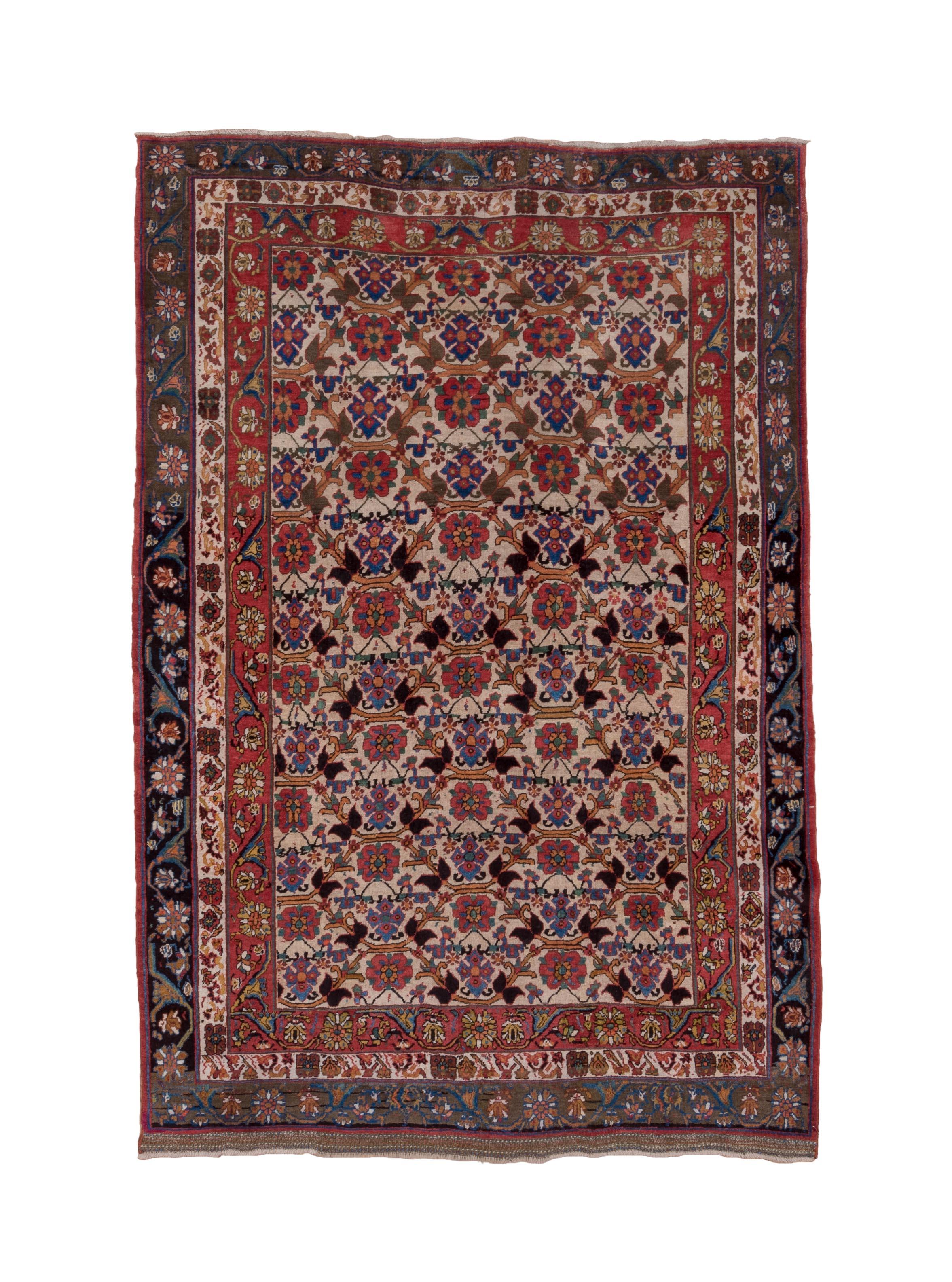 Antique Bidjar Rug Repeating Floral Pattern For Sale 2