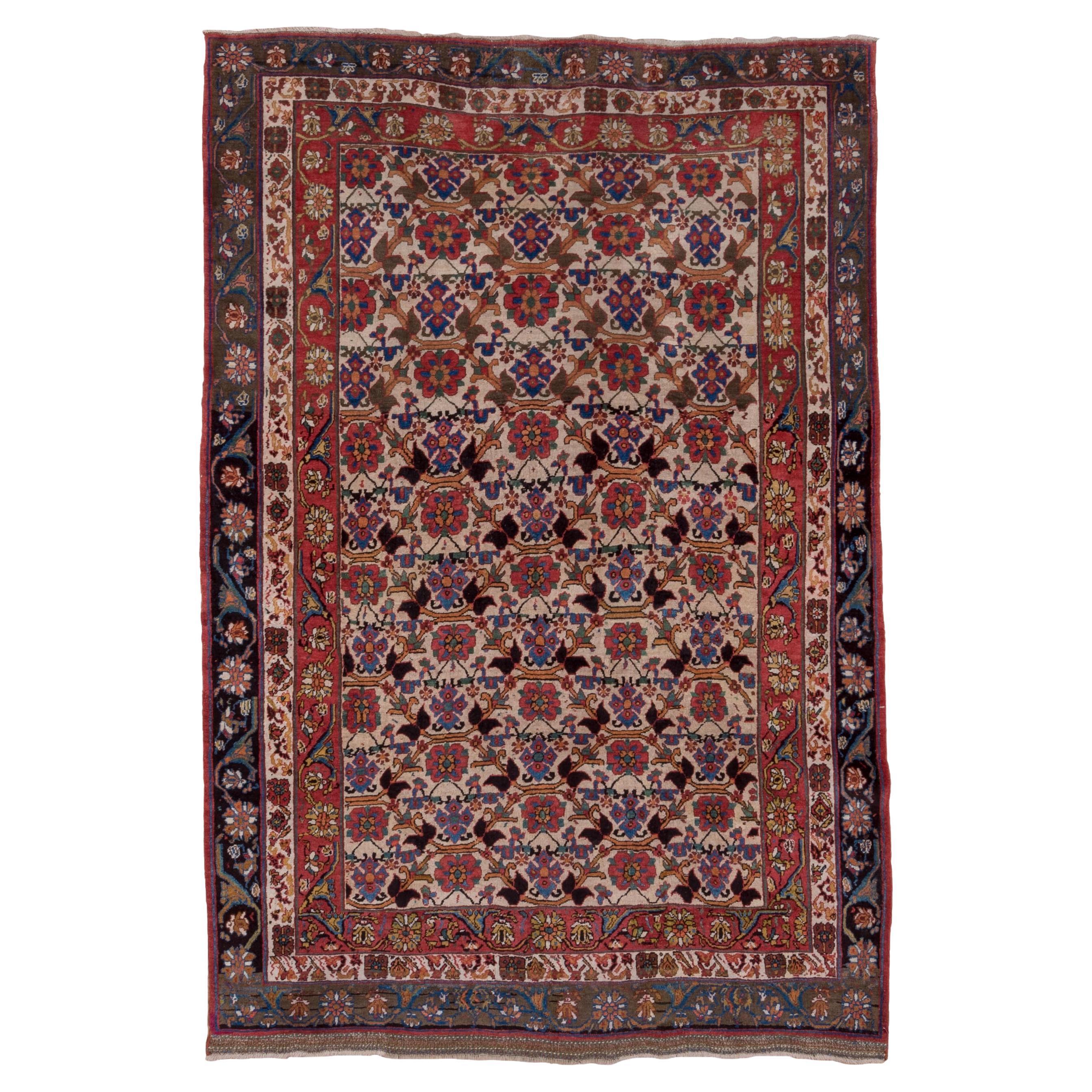 Antique Bidjar Rug Repeating Floral Pattern For Sale