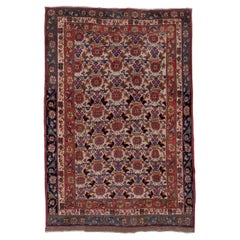 Antique Bidjar Rug Repeating Floral Pattern