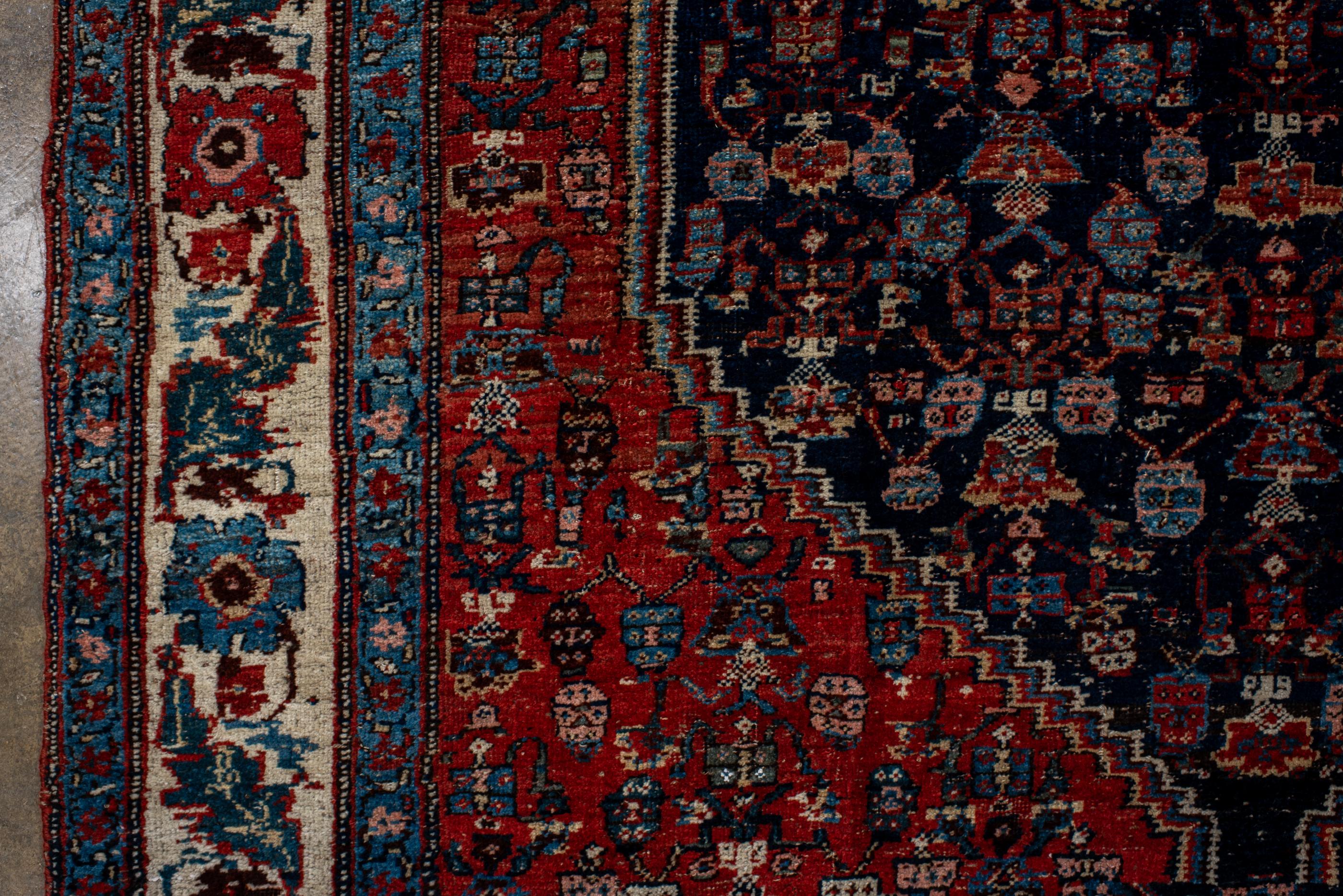 Antique Bidjar Rug with Red Field and Flowers In Good Condition For Sale In New York, NY