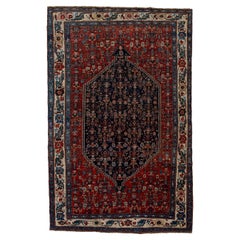 Antique Bidjar Rug with Red Field and Flowers