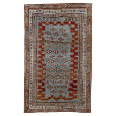 Antique Bidjar with Blue-Grey Field and Red Designs