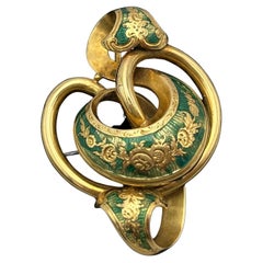 Antique Biedermeier 750 gold brooch, Sweden, 1850s. 