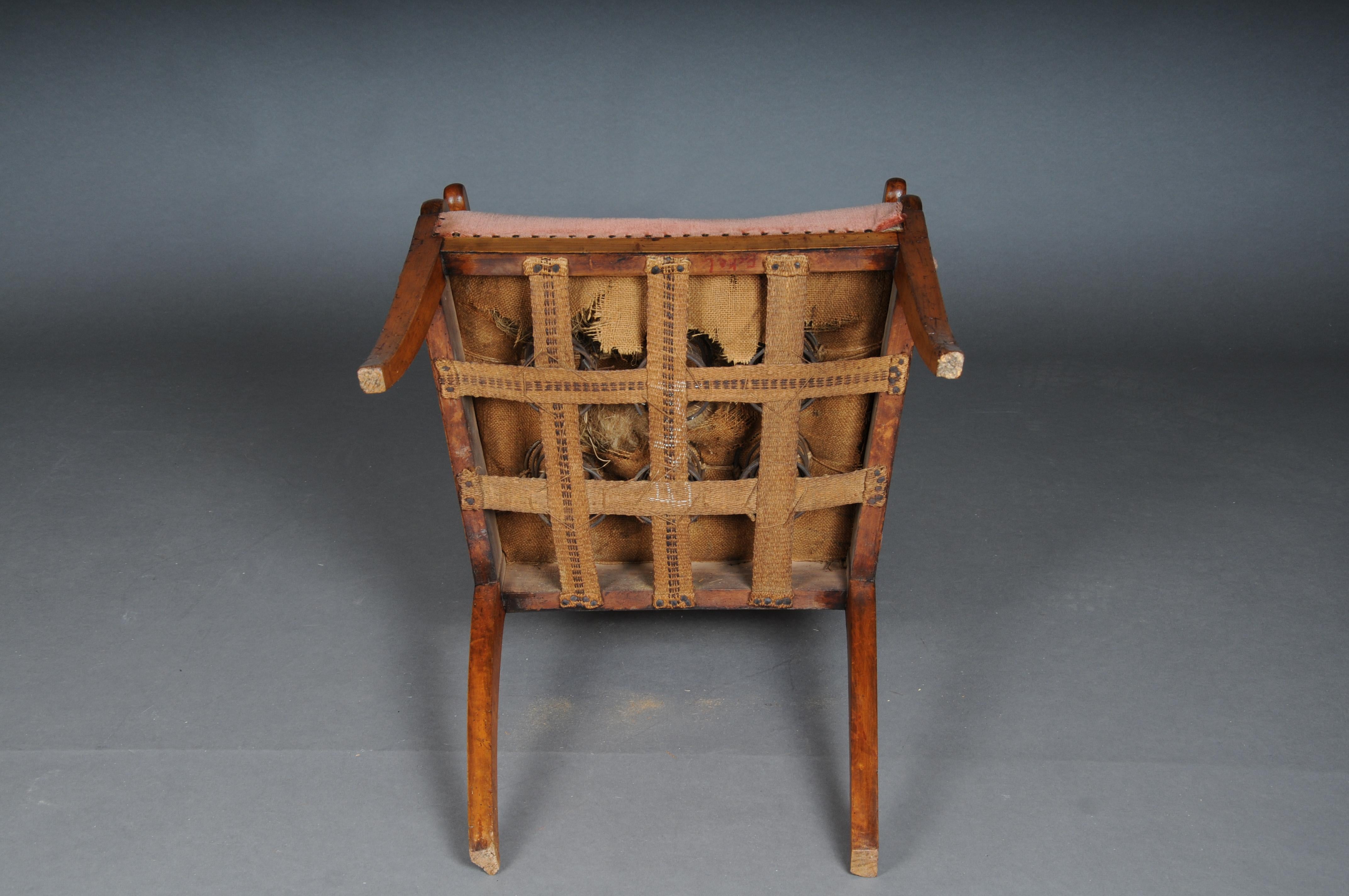 Antique Biedermeier armchair from around 1840, birch For Sale 5