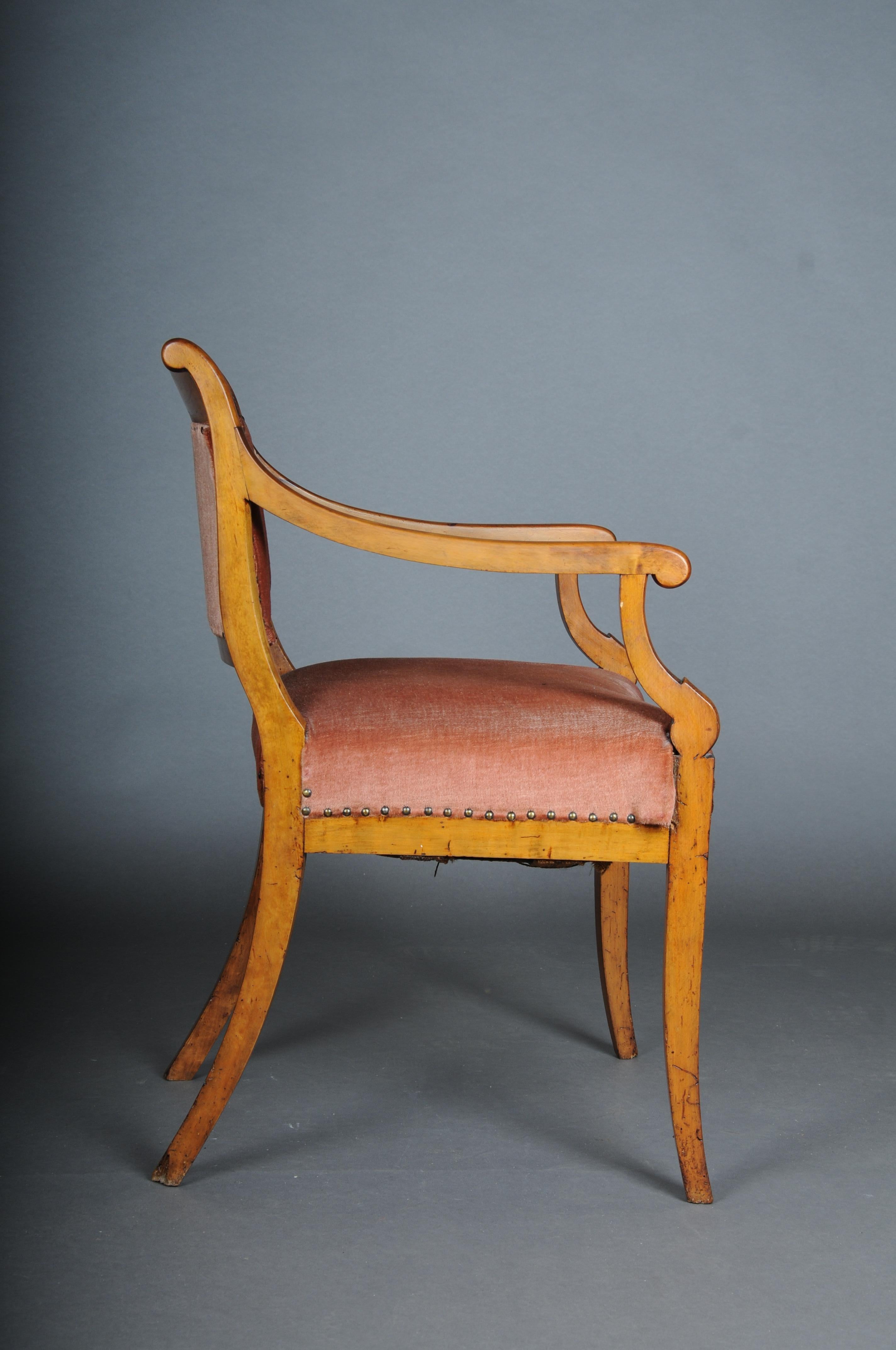 19th Century Antique Biedermeier armchair from around 1840, birch For Sale