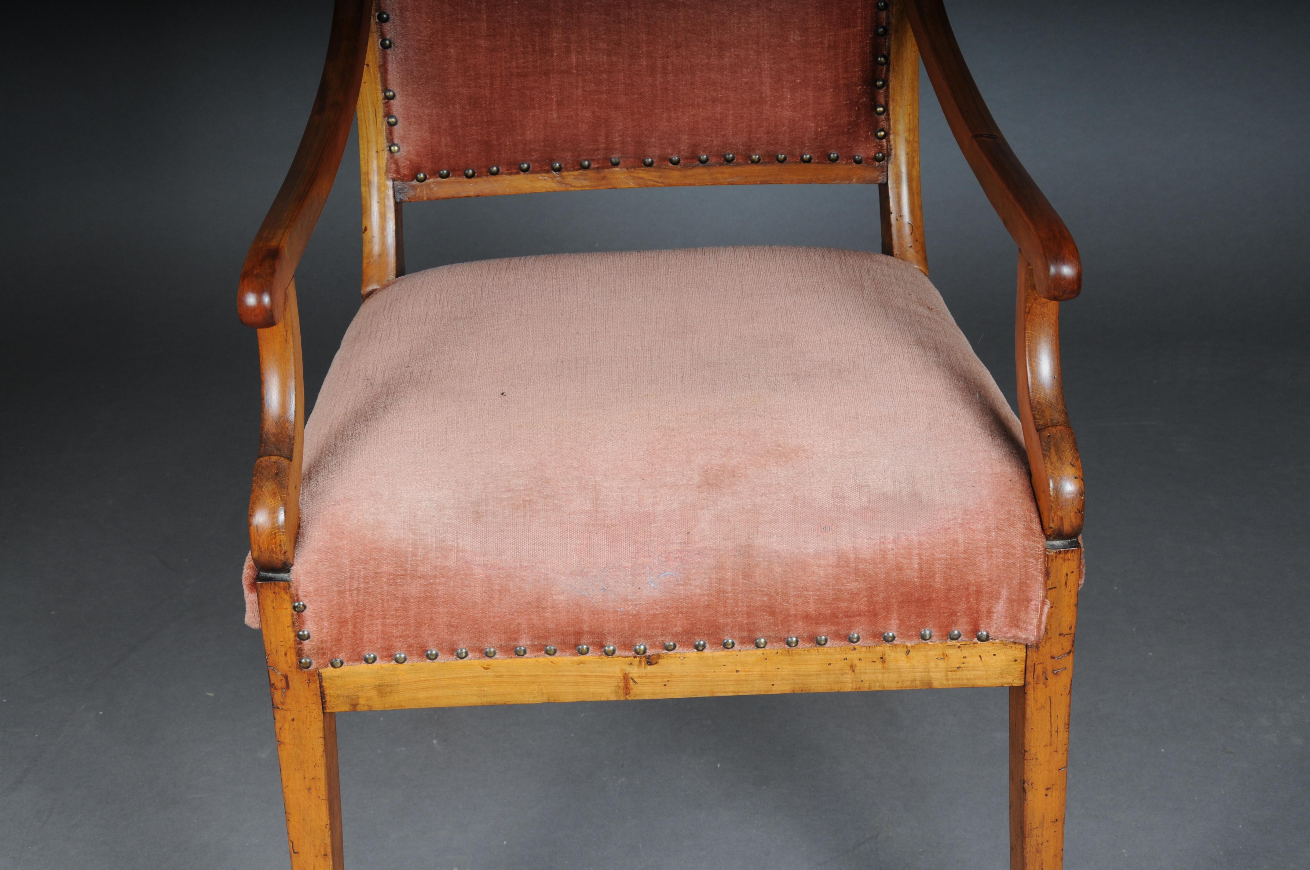 Antique Biedermeier armchair from around 1840, birch For Sale 2