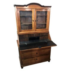Antique Biedermeier Austrian Country Secretary Bookcase Desk, Early 19th Century
