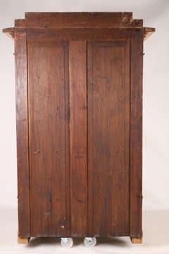 Antique Biedermeier Birch Secretary Desk with Architectural Interior, Germany, c