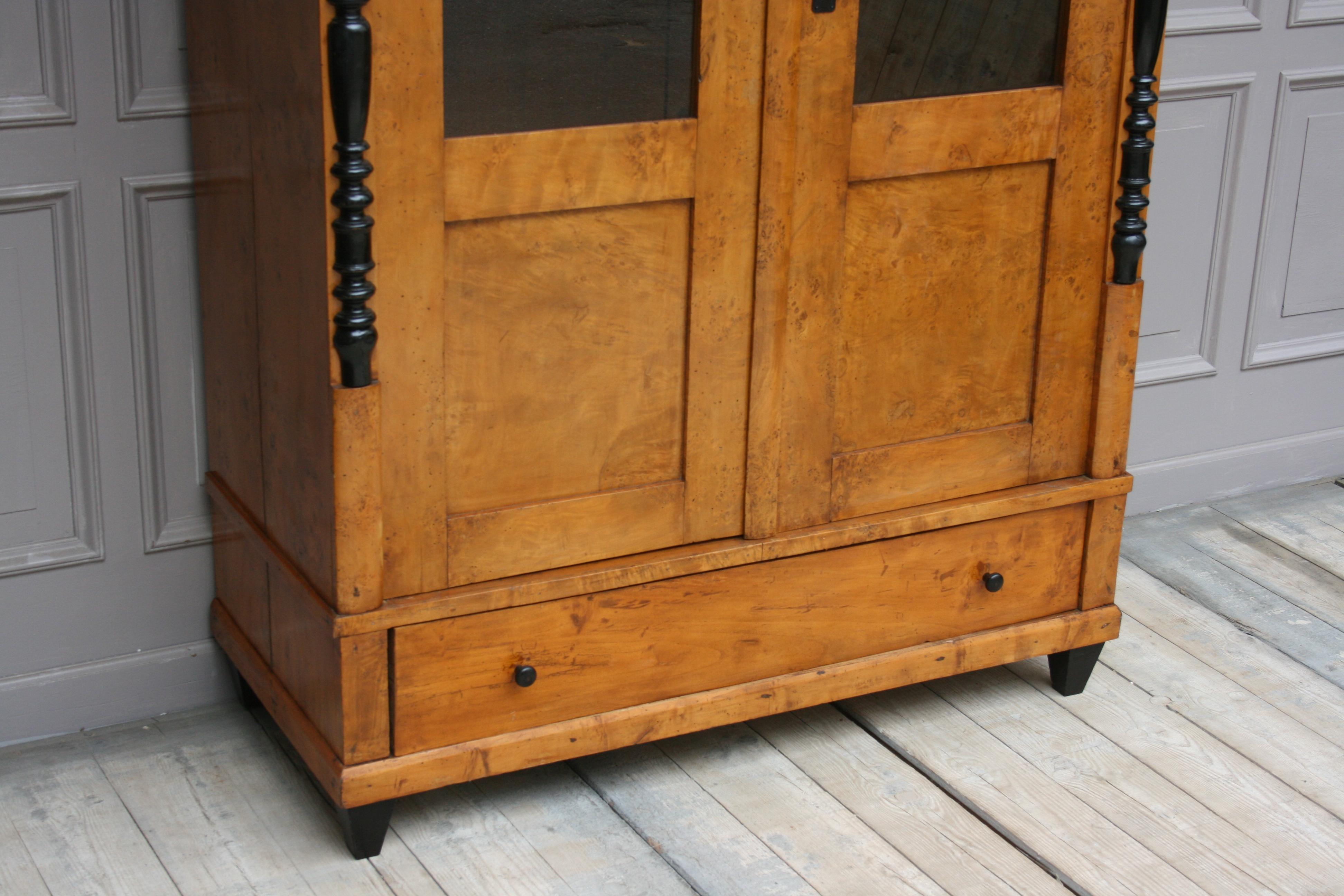 Pine 19th Century German Birdseye Maple Biedermeier Vitrine