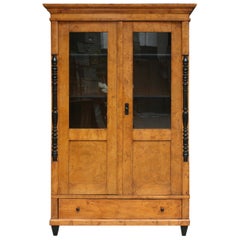 19th Century German Birdseye Maple Biedermeier Vitrine