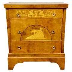 Commode ancienne BIEDERMEIER BURL WOOD INLAID CHEST OF DRAWERS