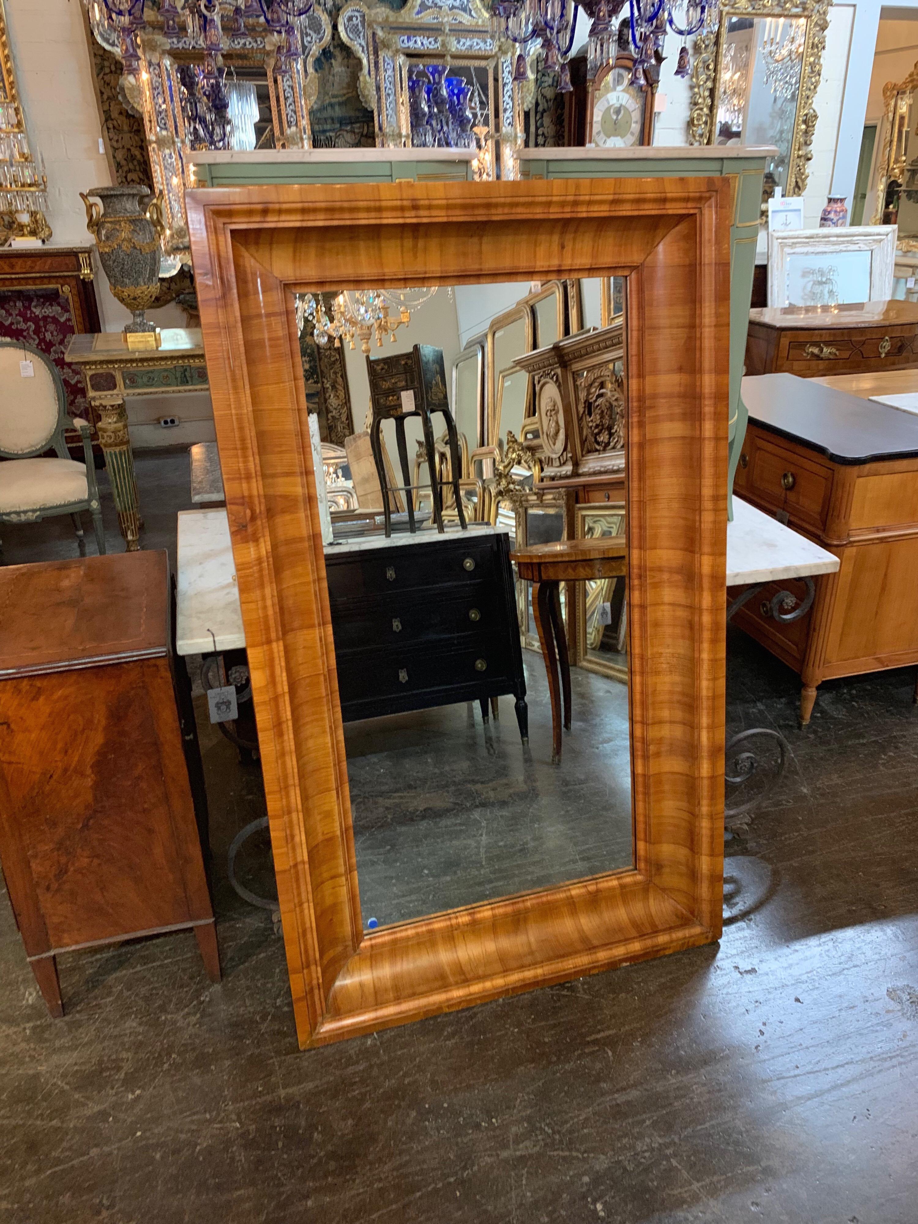Antique Biedermeier Cherrywood Mirror In Good Condition In Dallas, TX