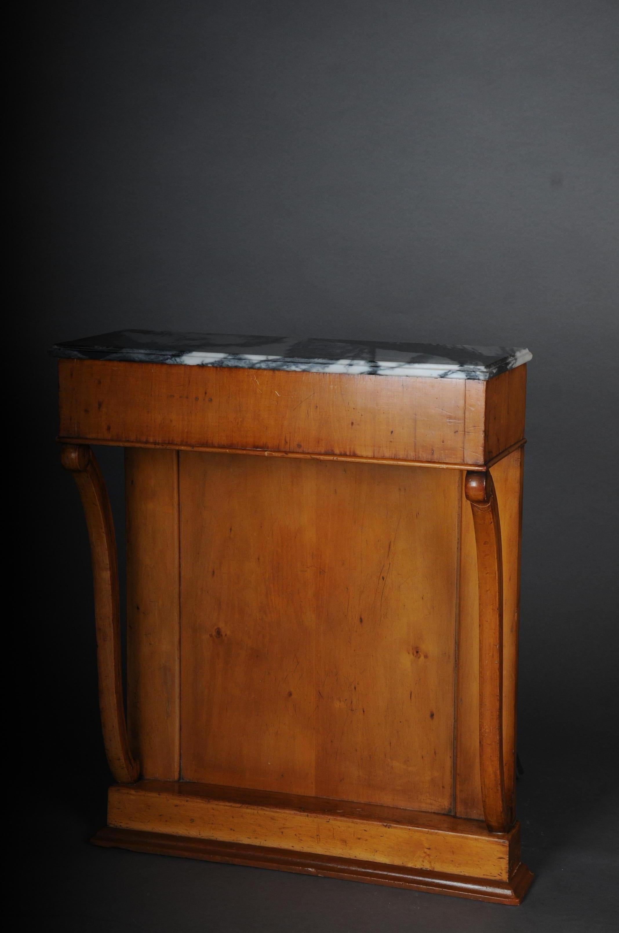 Marble Antique Biedermeier Console circa 1830, Fruit Wood For Sale