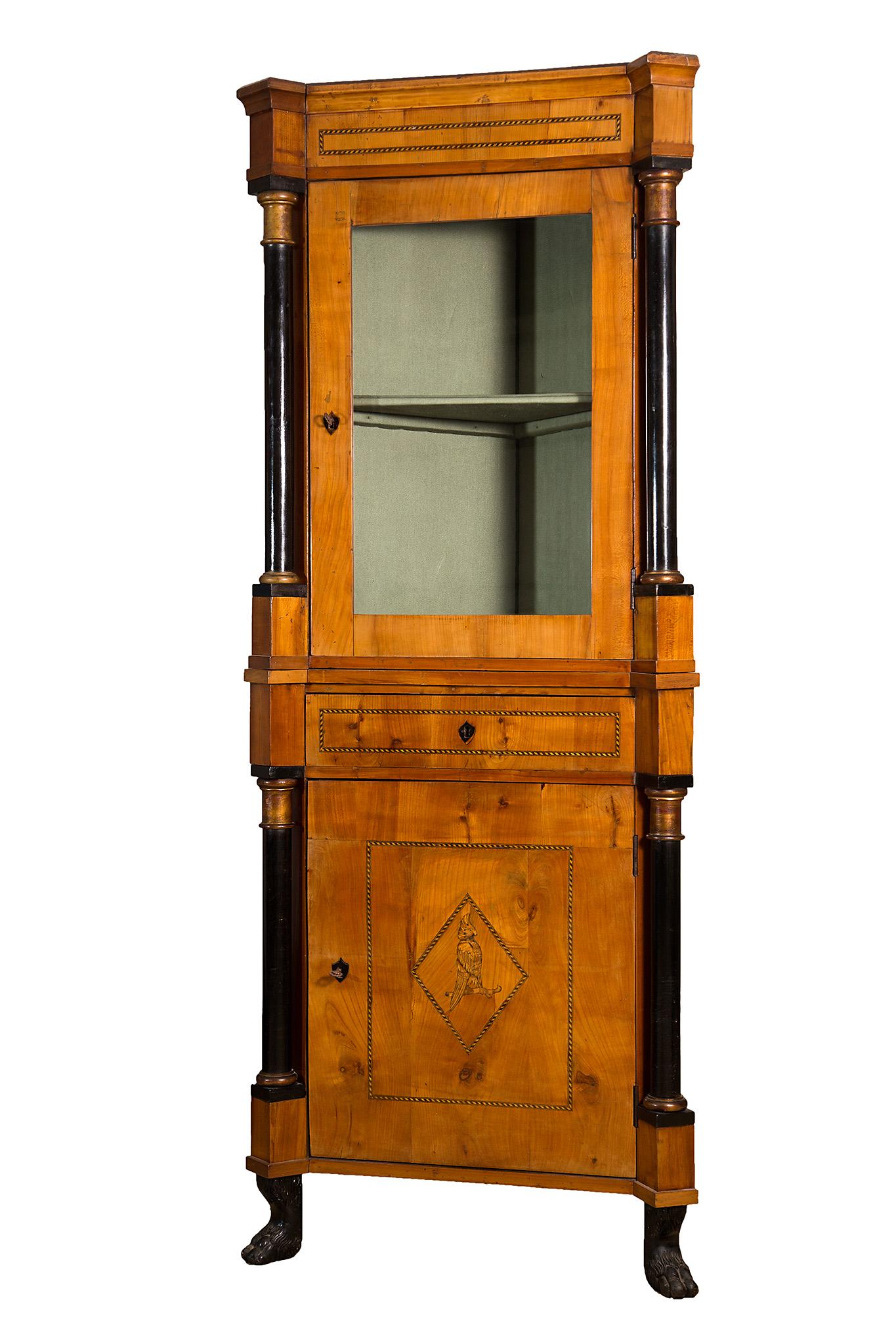 Antique Biedermeier Corner Cabinet In Fair Condition For Sale In Bielsko Biala, slaskie