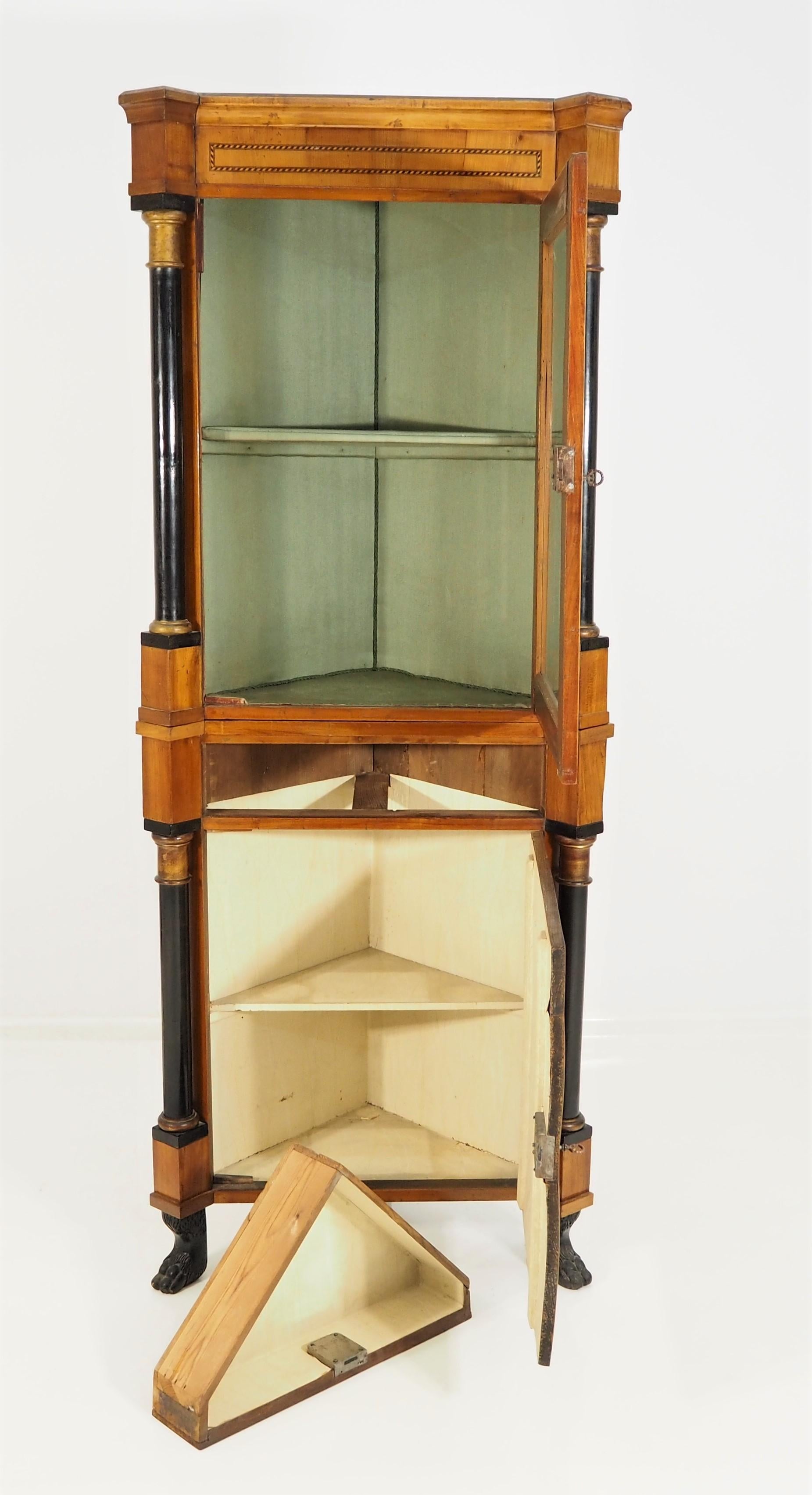 Early 19th Century Antique Biedermeier Corner Cabinet For Sale