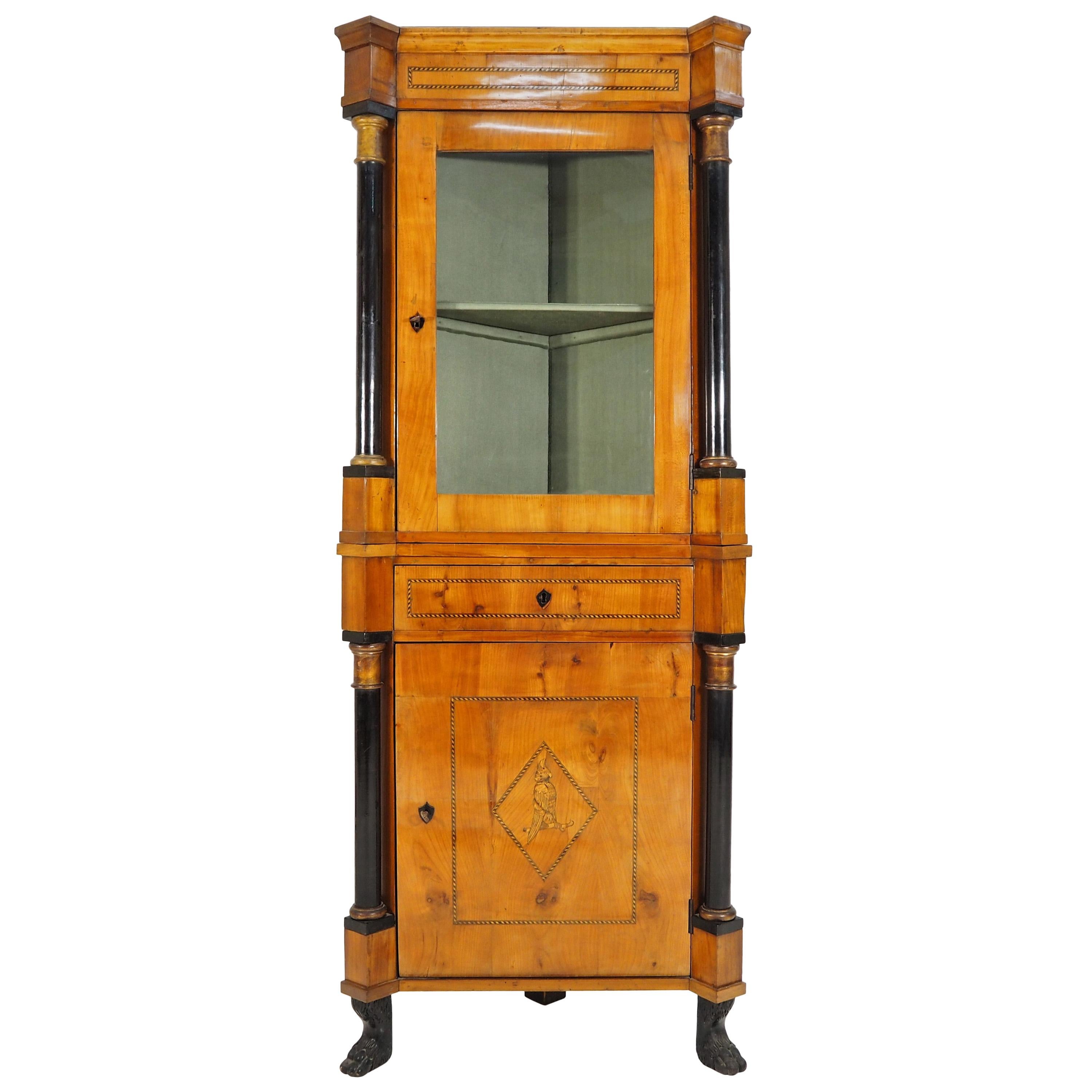 Antique Biedermeier Corner Cabinet For Sale