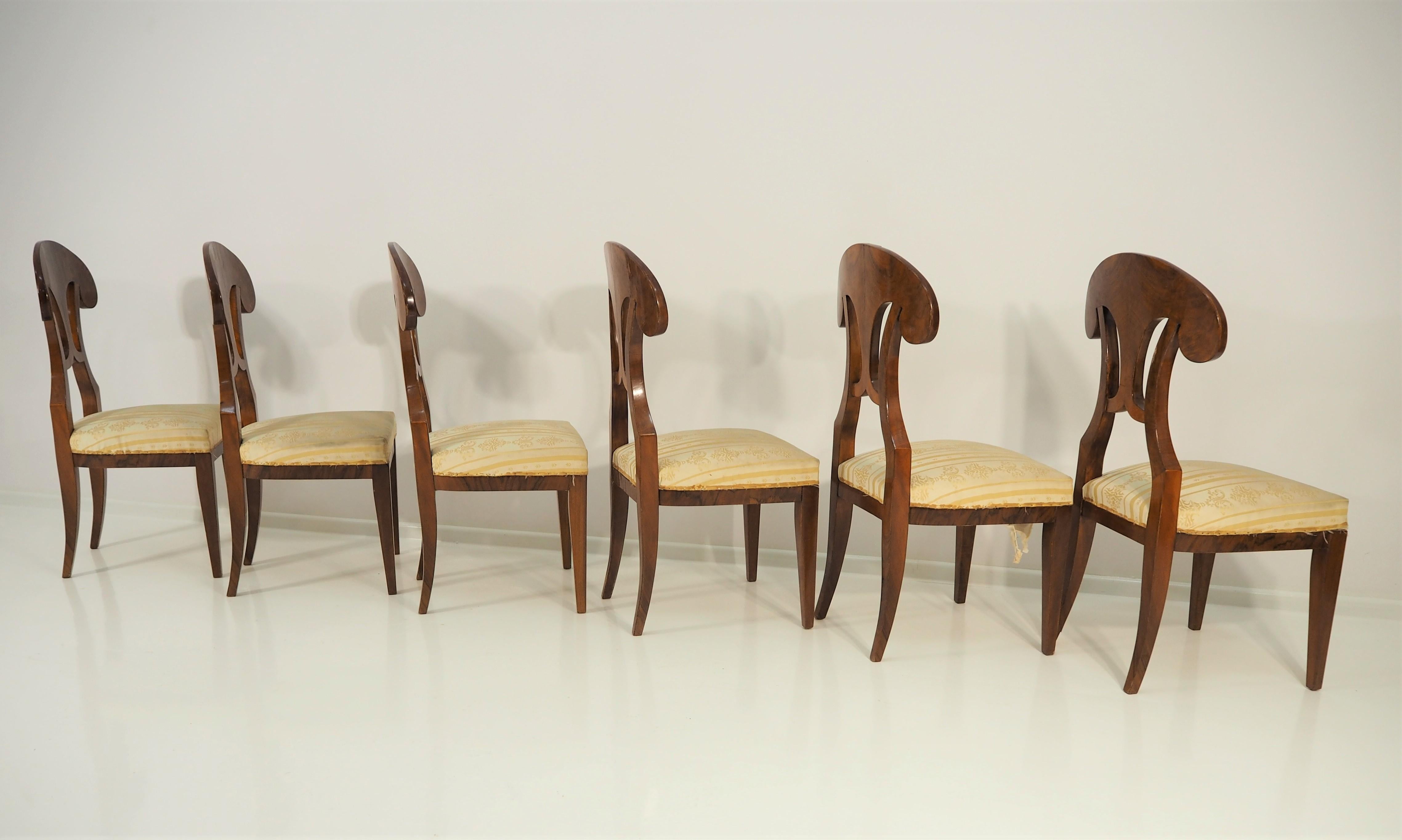 Antique Biedermeier Dining Chairs, Set of 6 4