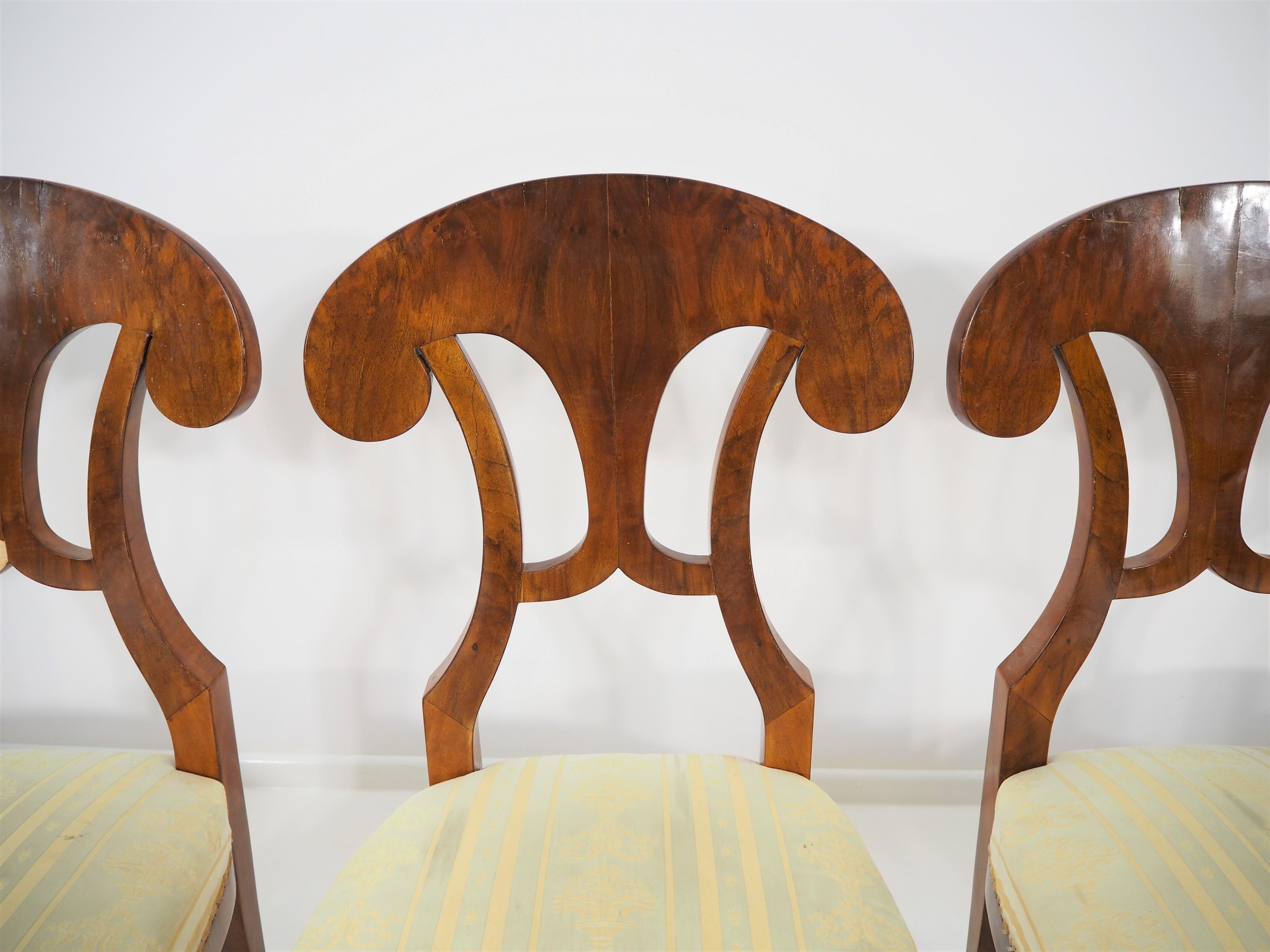 Austrian Antique Biedermeier Dining Chairs, Set of 6