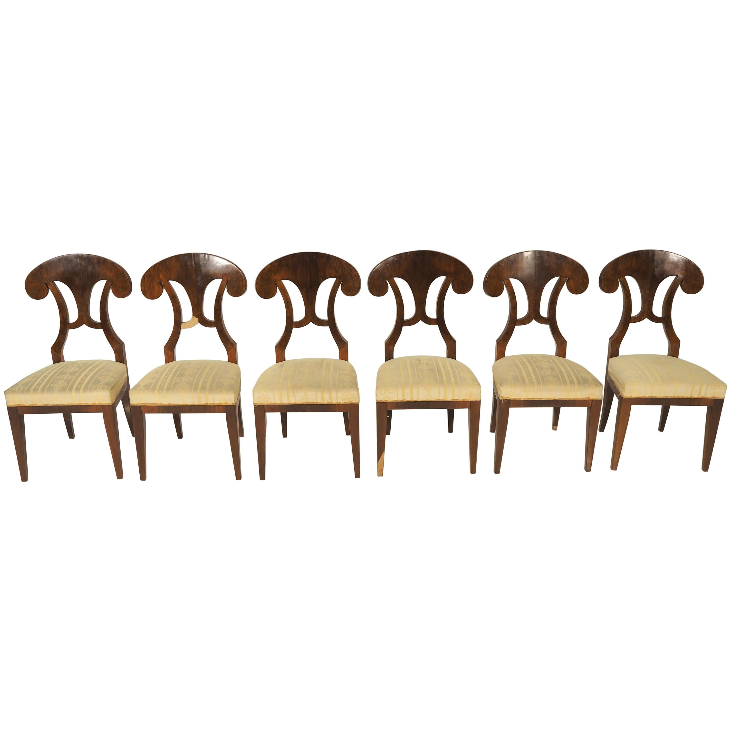 Antique Biedermeier Dining Chairs, Set of 6