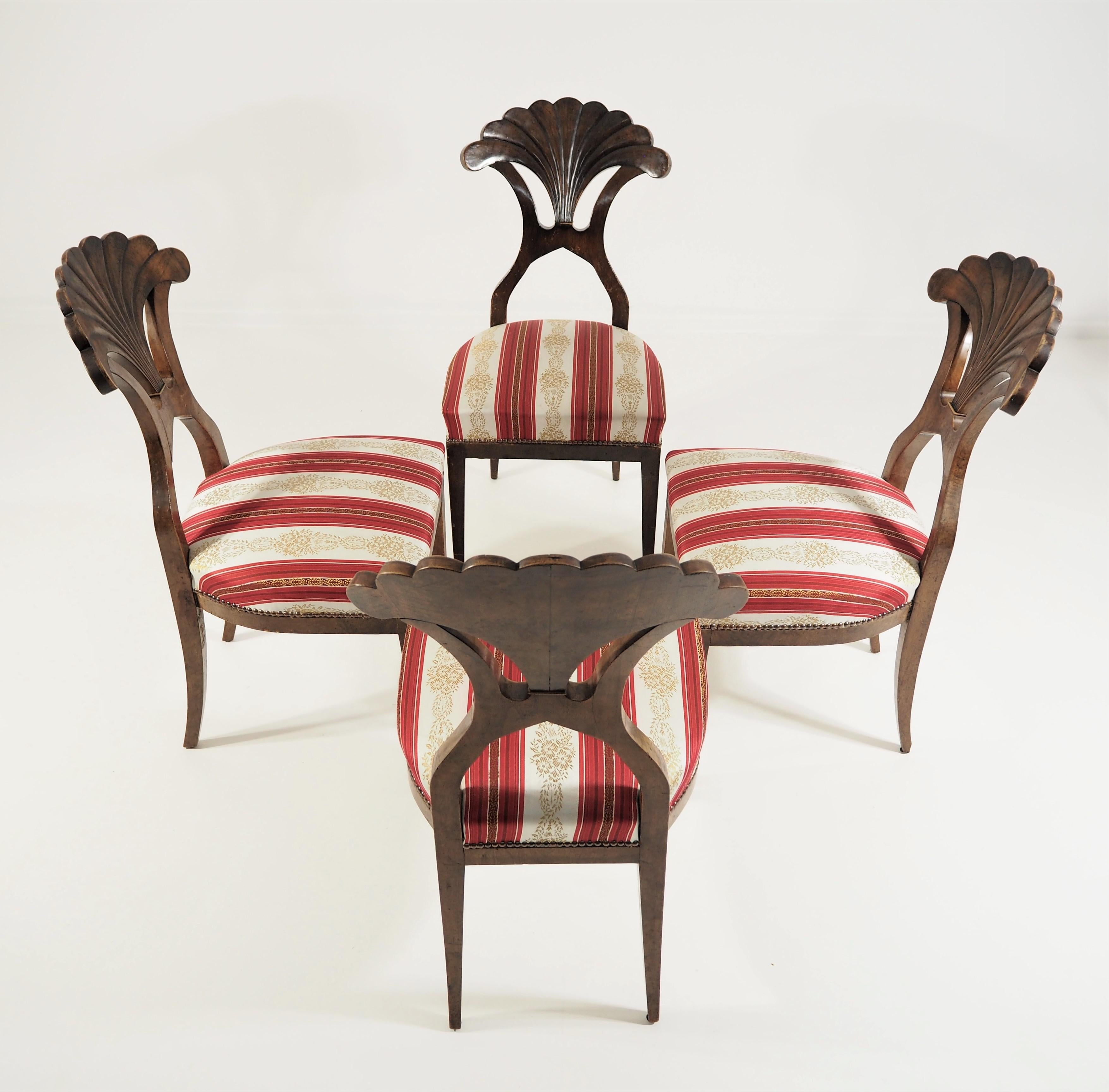 Antique Biedermeier Dining Chairs Set of 4 6