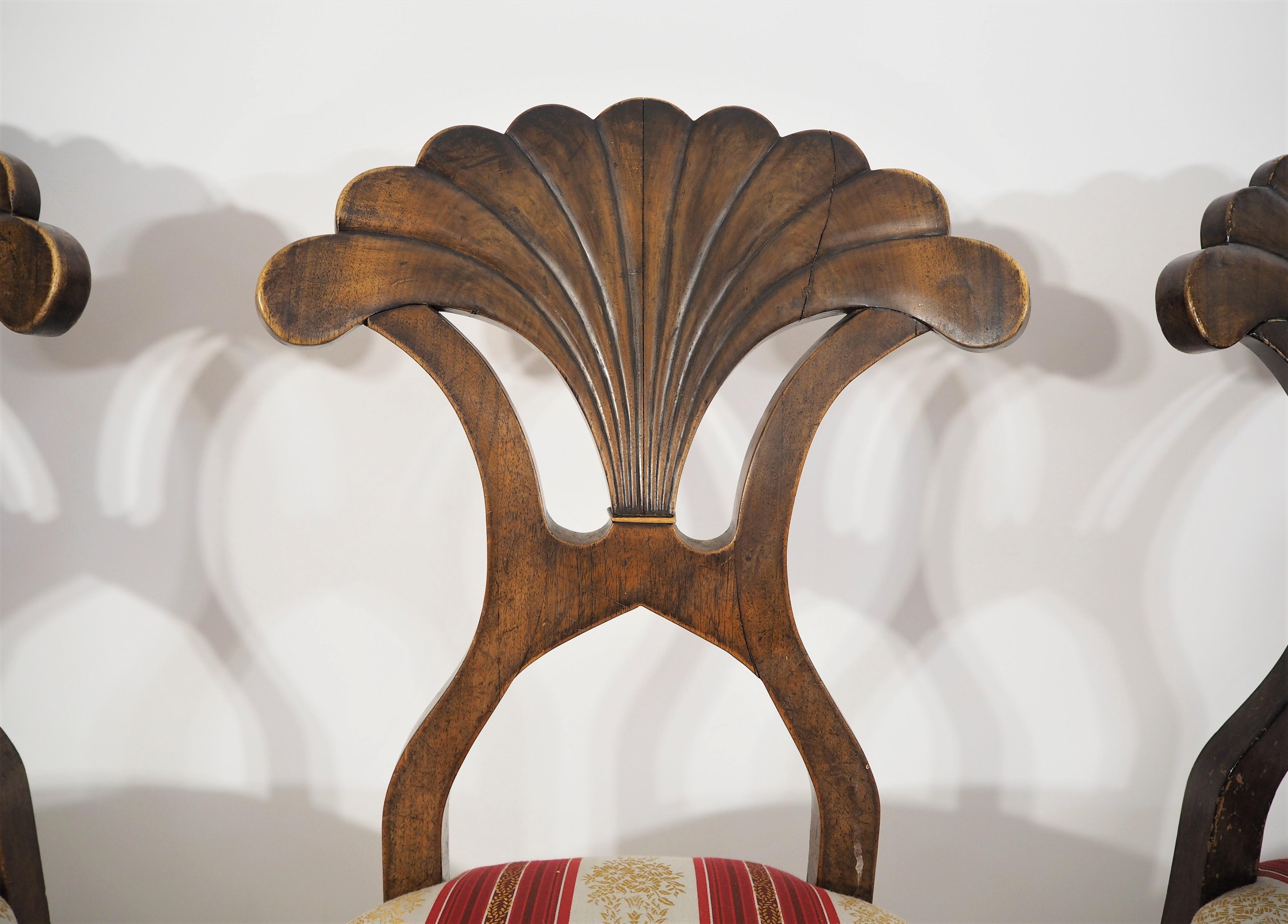 Veneer Antique Biedermeier Dining Chairs Set of 4