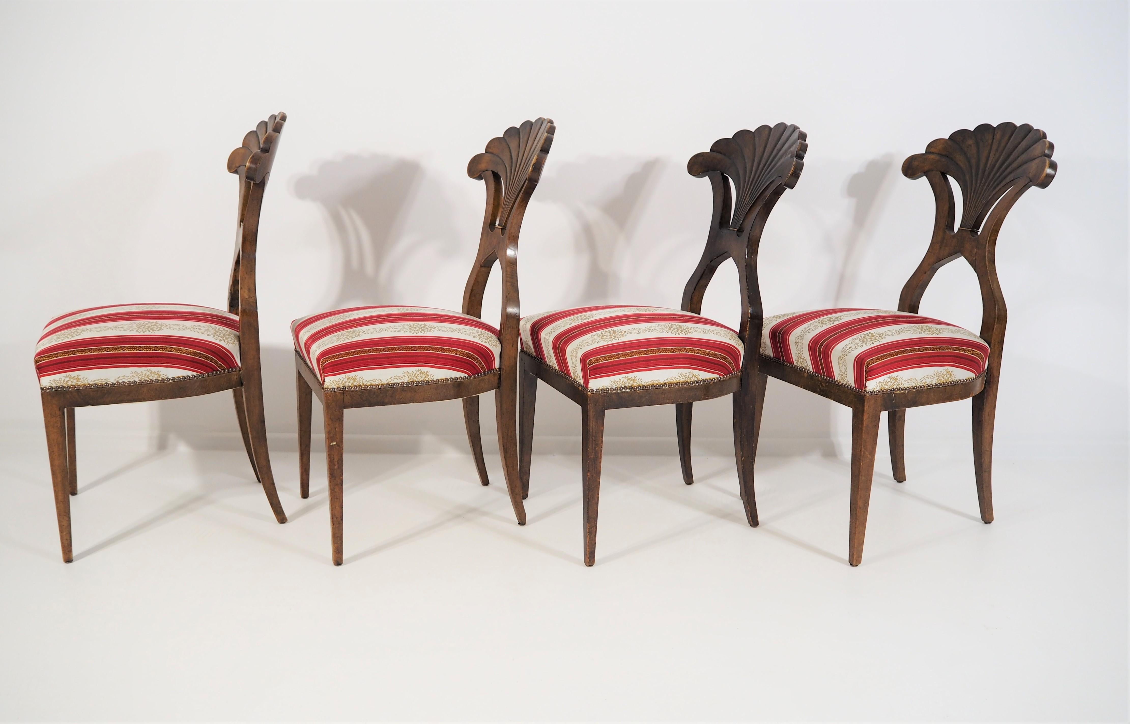 Antique Biedermeier Dining Chairs Set of 4 In Good Condition In Bielsko Biala, slaskie