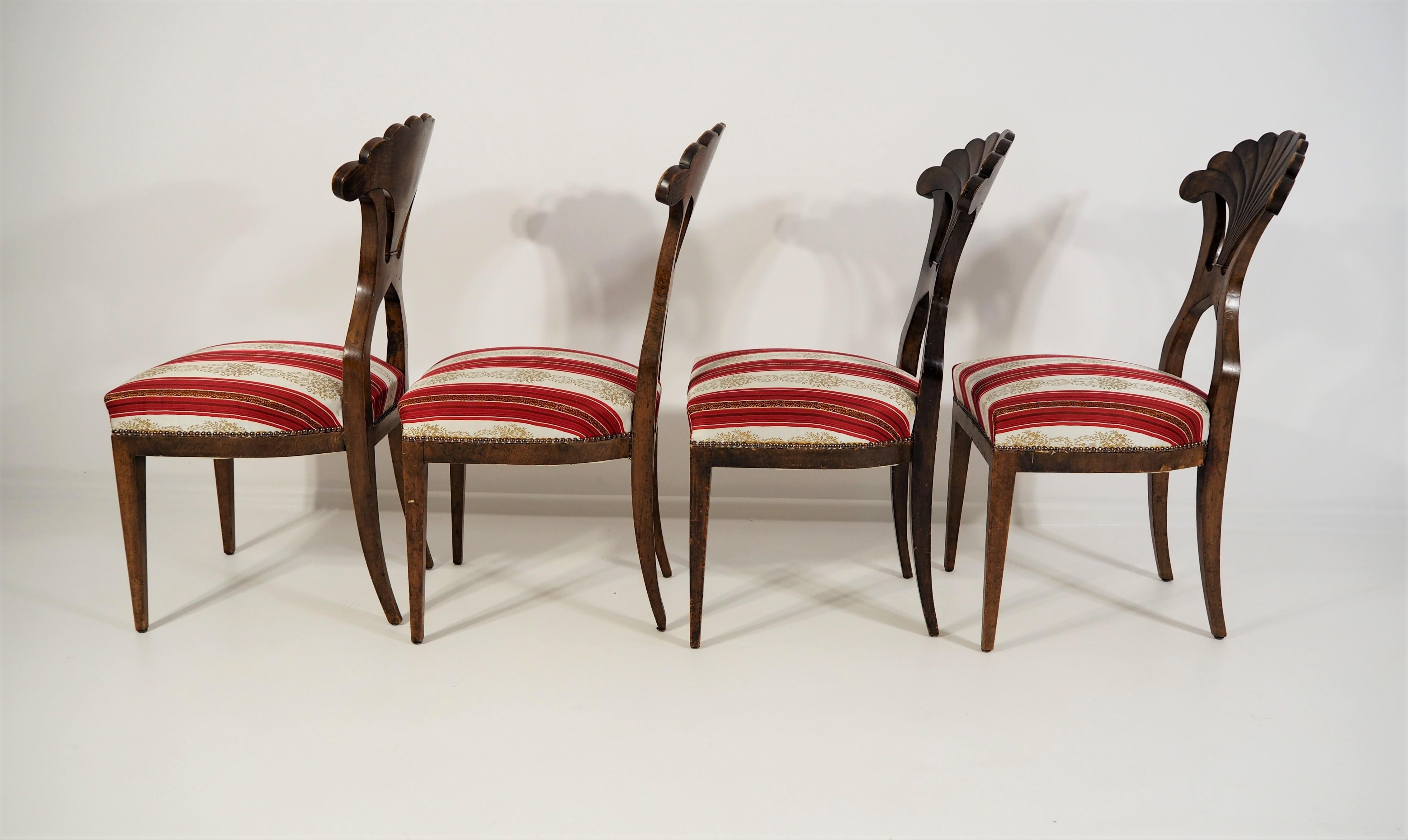 19th Century Antique Biedermeier Dining Chairs Set of 4