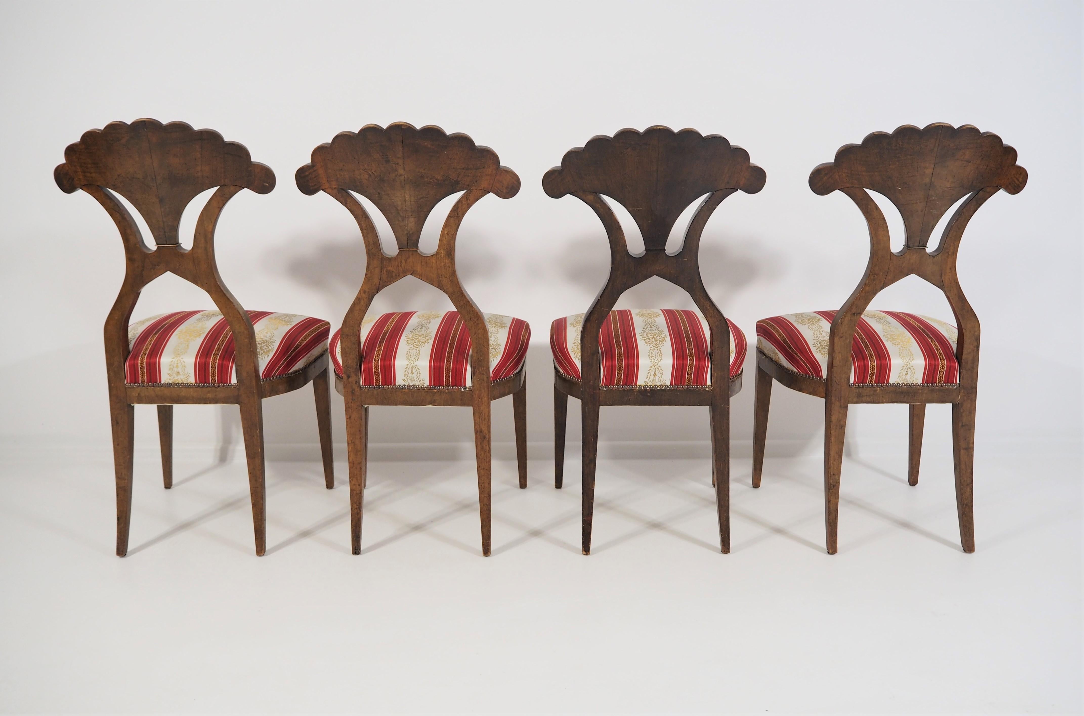 Nutwood Antique Biedermeier Dining Chairs Set of 4