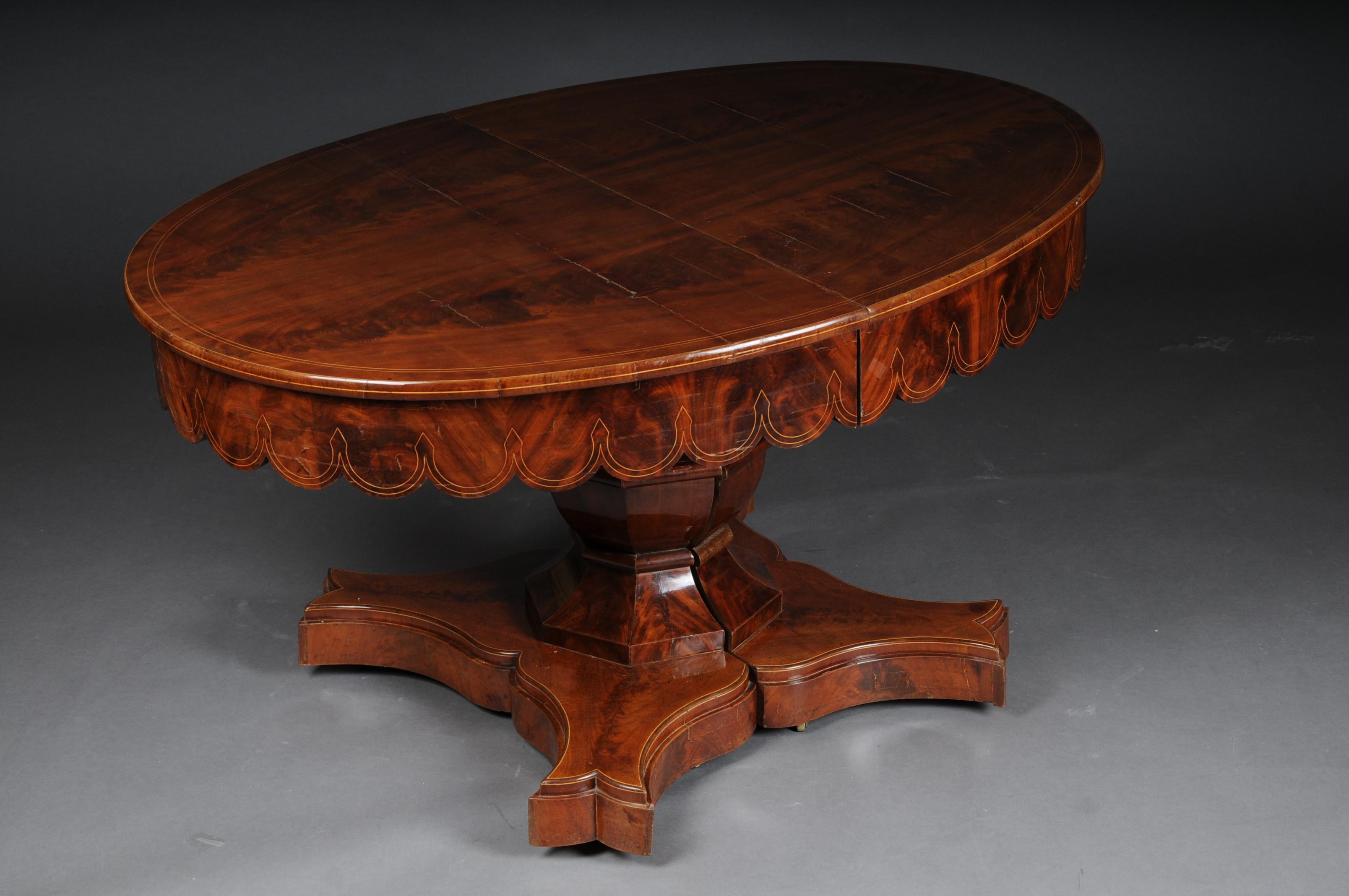 Inlay Antique Biedermeier dining table/dining table, mahogany, around 1820
