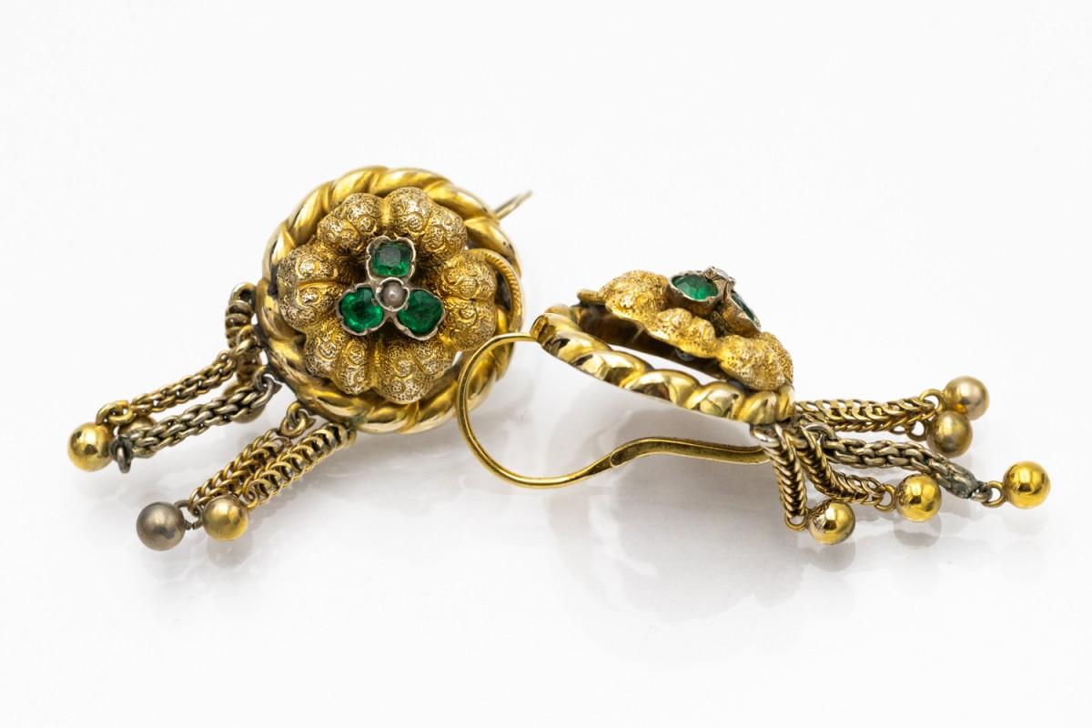 da uomo o donna Orecchini antichi Biedermeier, Austria-Ungheria, fine XIX secolo in vendita