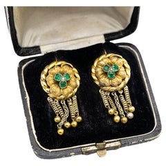 Boucles d'oreilles antiques Biedermeier, Autriche-Hongrie, fin du 19e siècle