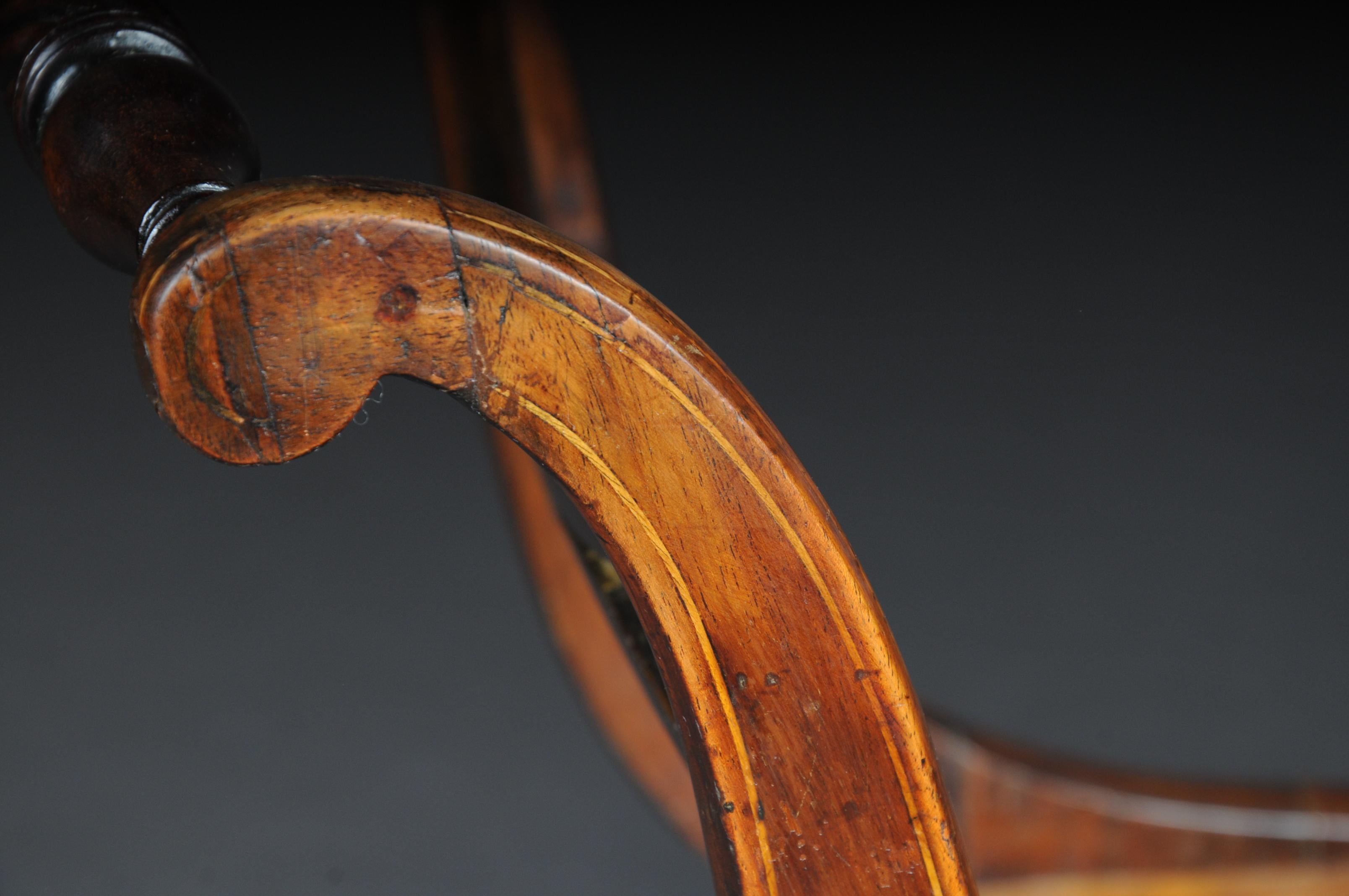 Antique Biedermeier Empire Gondola / Stool, circa 1820, Horsehair For Sale 4