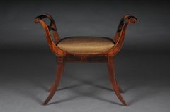 Antique Biedermeier Empire Gondola / Stool, circa 1820, Horsehair