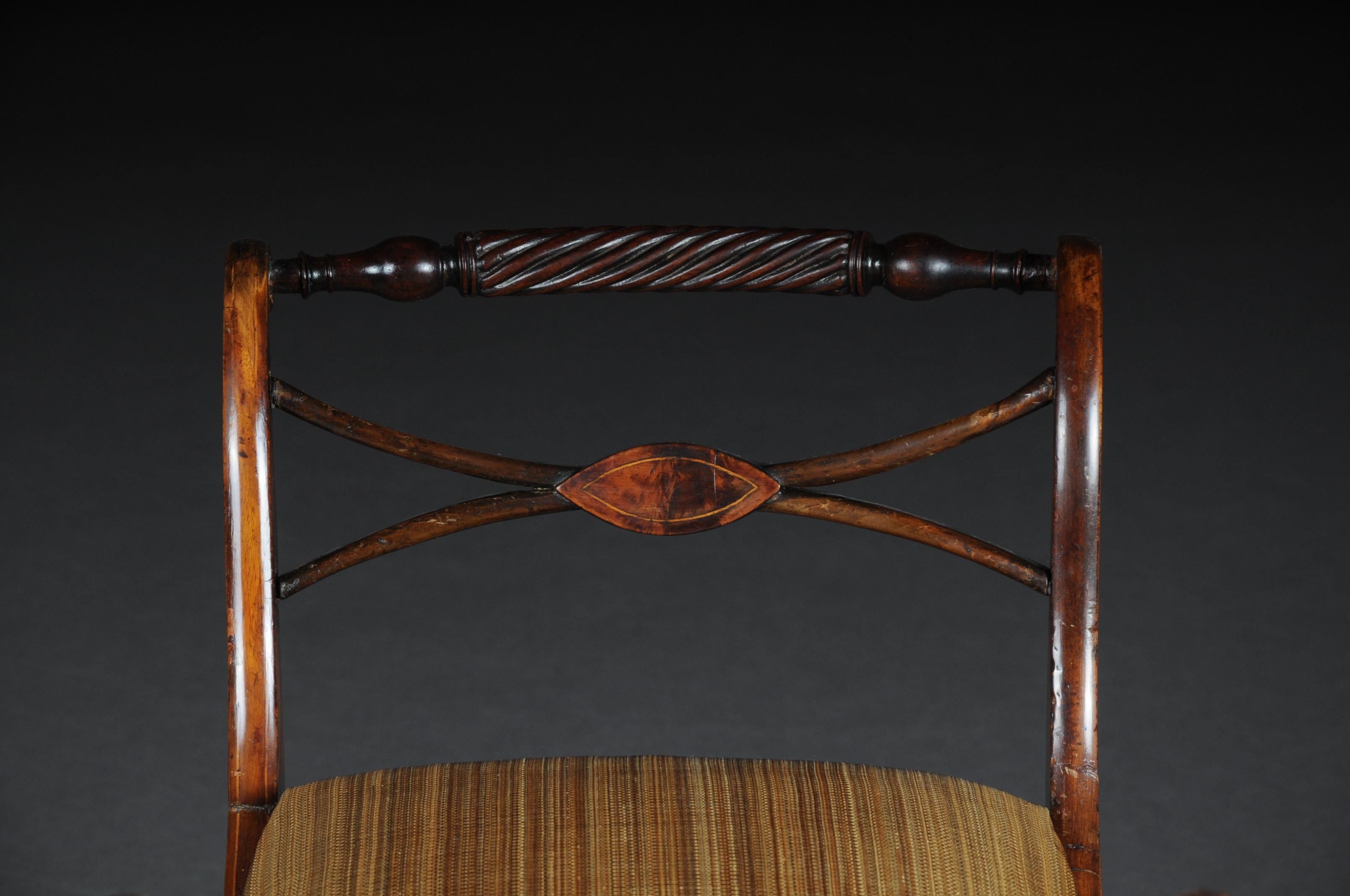 Antique Biedermeier Empire Gondola / Stool, circa 1820, Horsehair In Good Condition For Sale In Berlin, DE