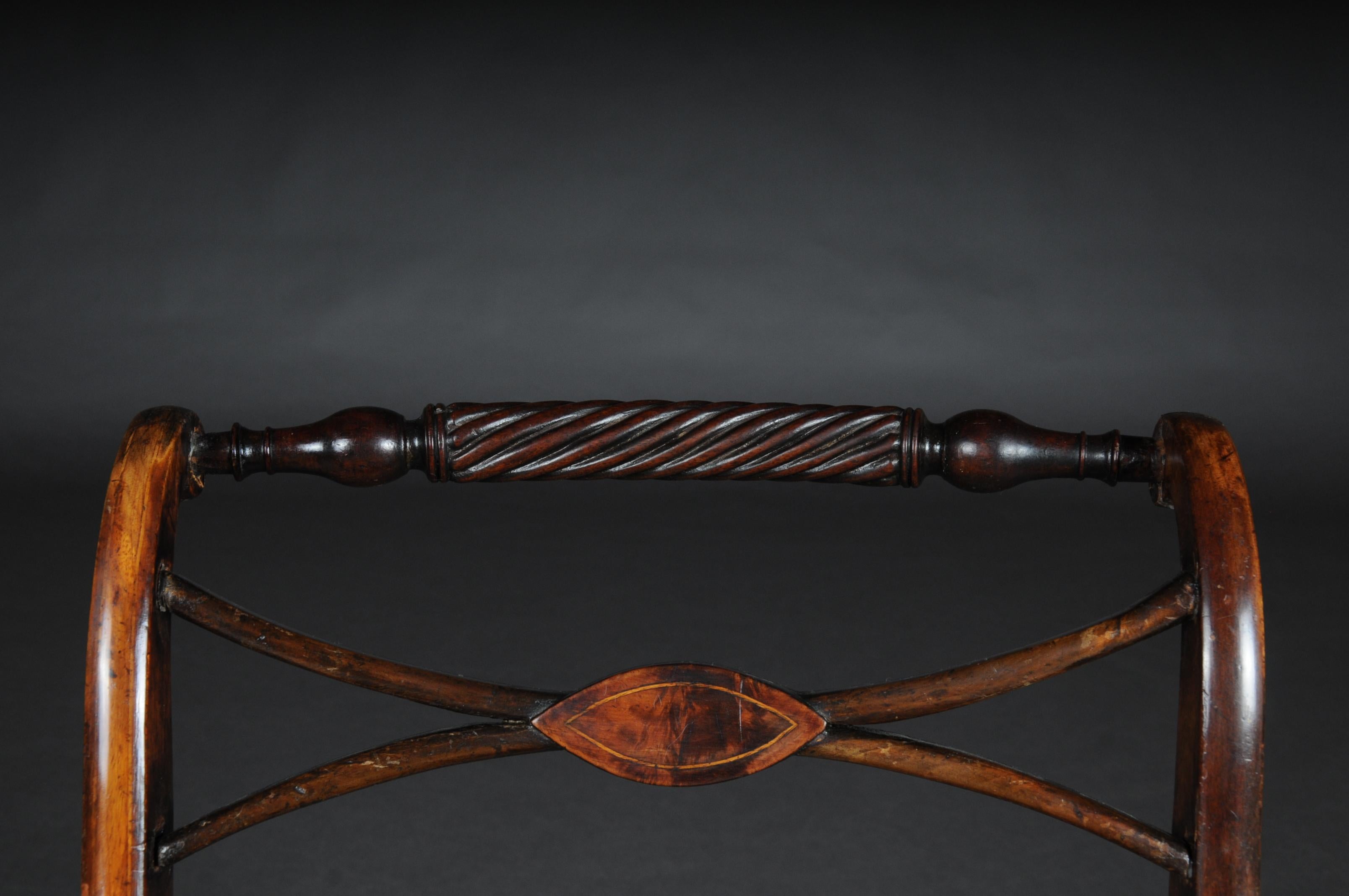 Antique Biedermeier Empire Gondola / Stool, circa 1820, Horsehair In Good Condition For Sale In Berlin, DE